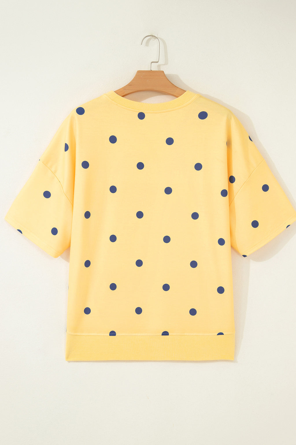 Sky Blue Polka Dot Print Crossed Seam Detail Oversize Tee