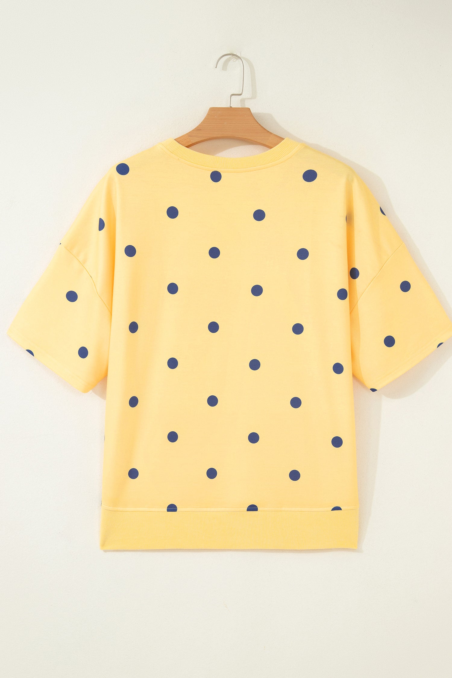Sky Blue Polka Dot Print Crossed Seam Detail Oversize Tee