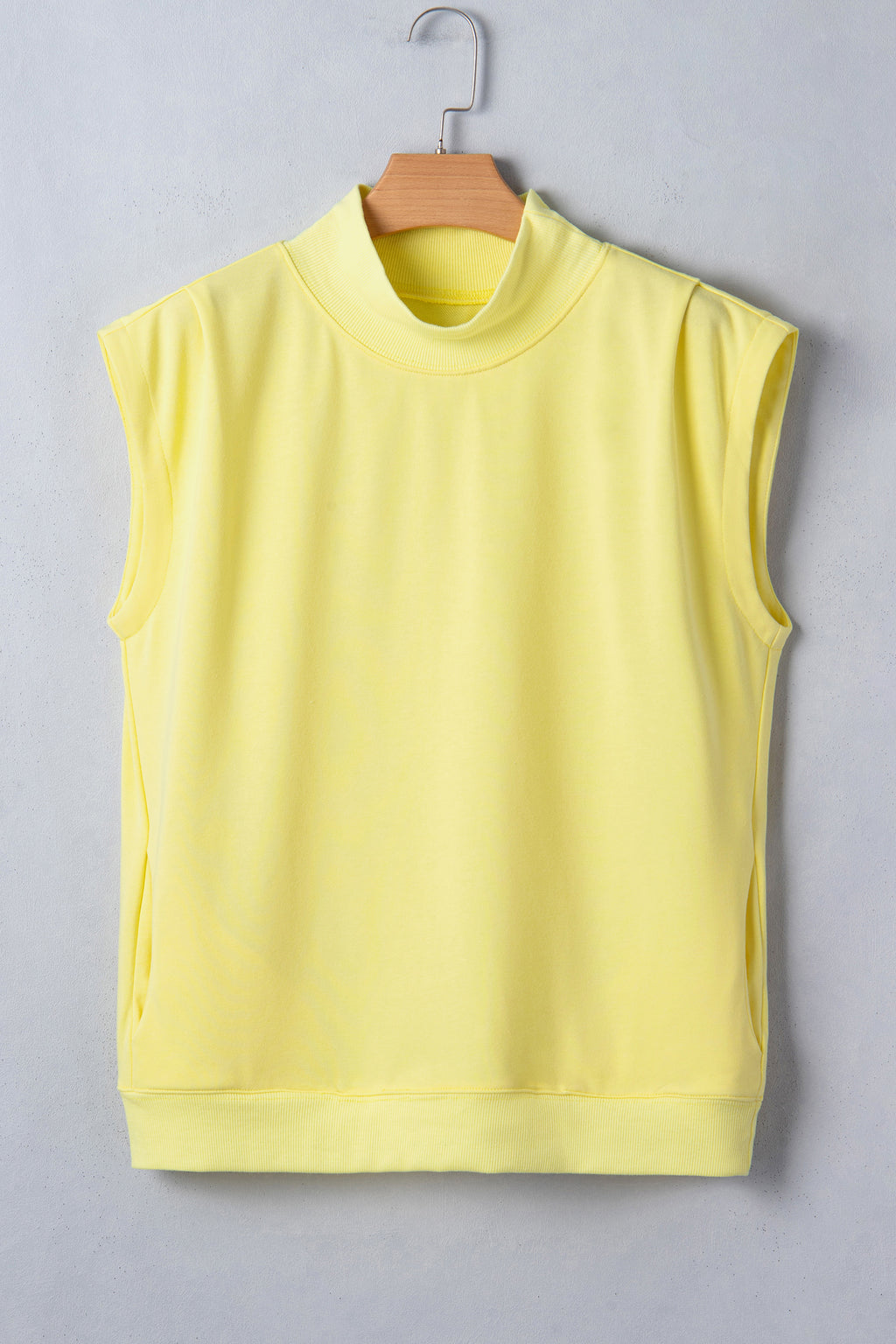 Myosotis Solid Color High Neck Cap Sleeve Loose Top