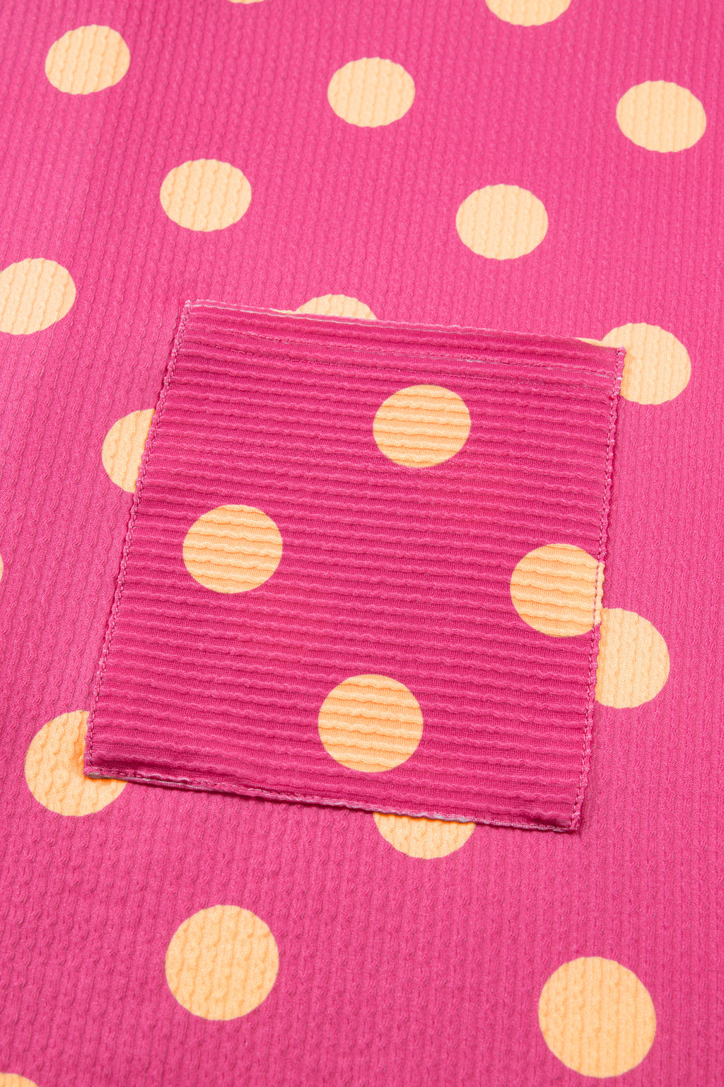 Sky Blue Polka Dot Patch Pocket Twisted Ribbed Top