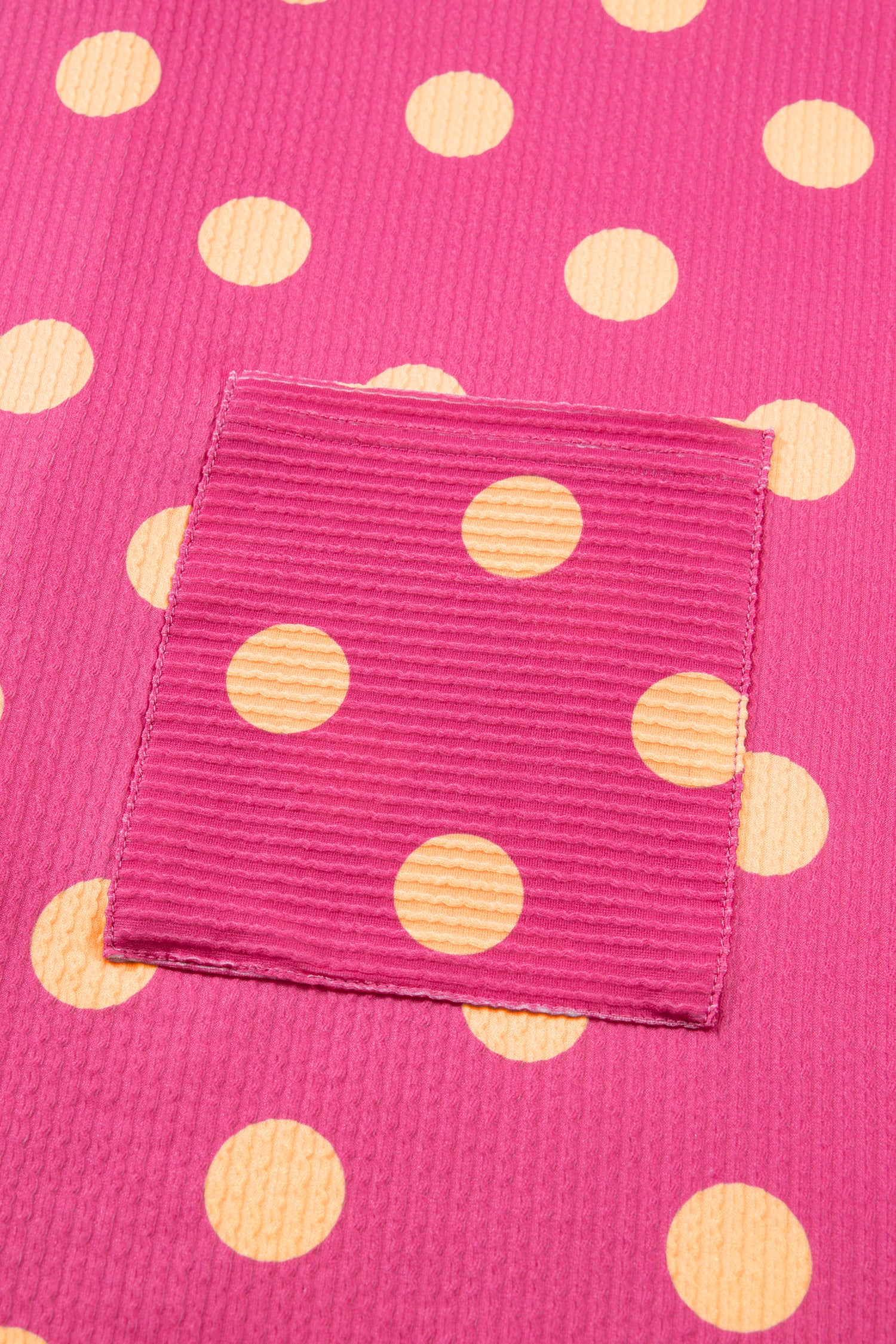 Sky Blue Polka Dot Patch Pocket Twisted Ribbed Top