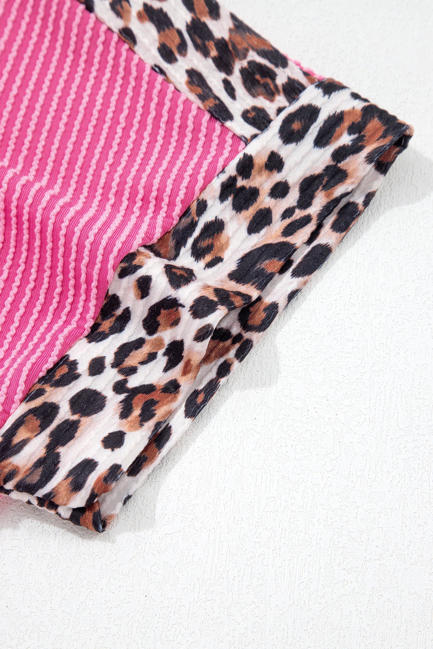 Sachet Pink Leopard Trim Twist Ribbed Short Set