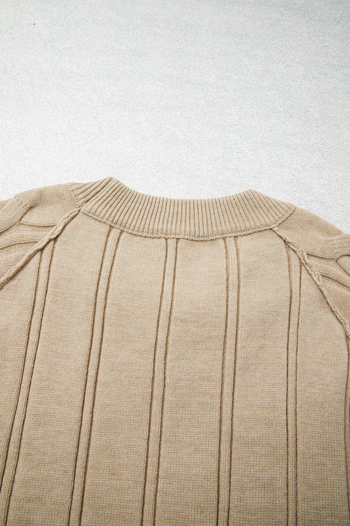 Parchment Oversized Cable Knit Long Sleeve Round Neck Tunic Length Plus Size Sweater