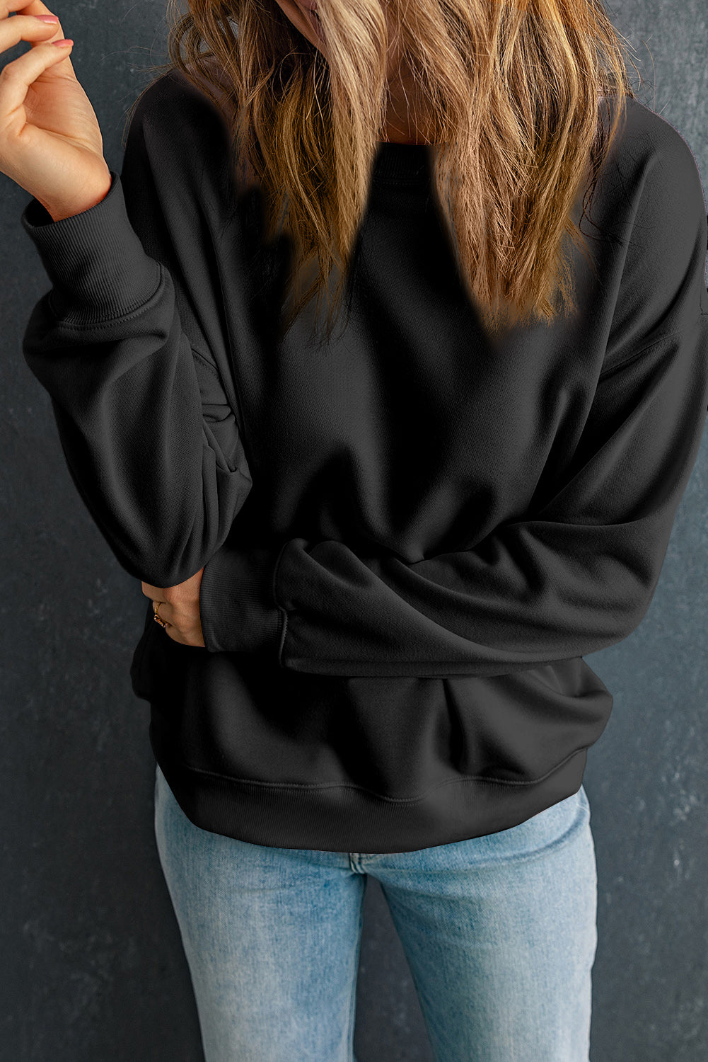 Rose Red Solid Classic Crewneck Pullover Sweatshirt