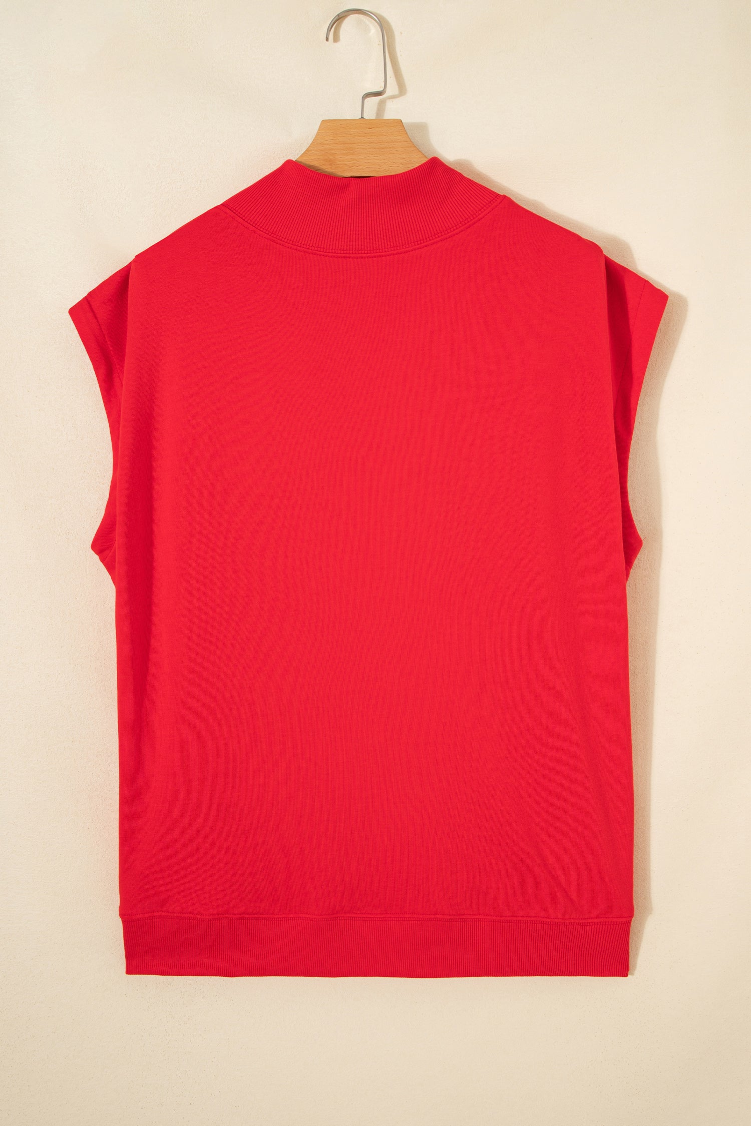 Myosotis Solid Color High Neck Cap Sleeve Loose Top