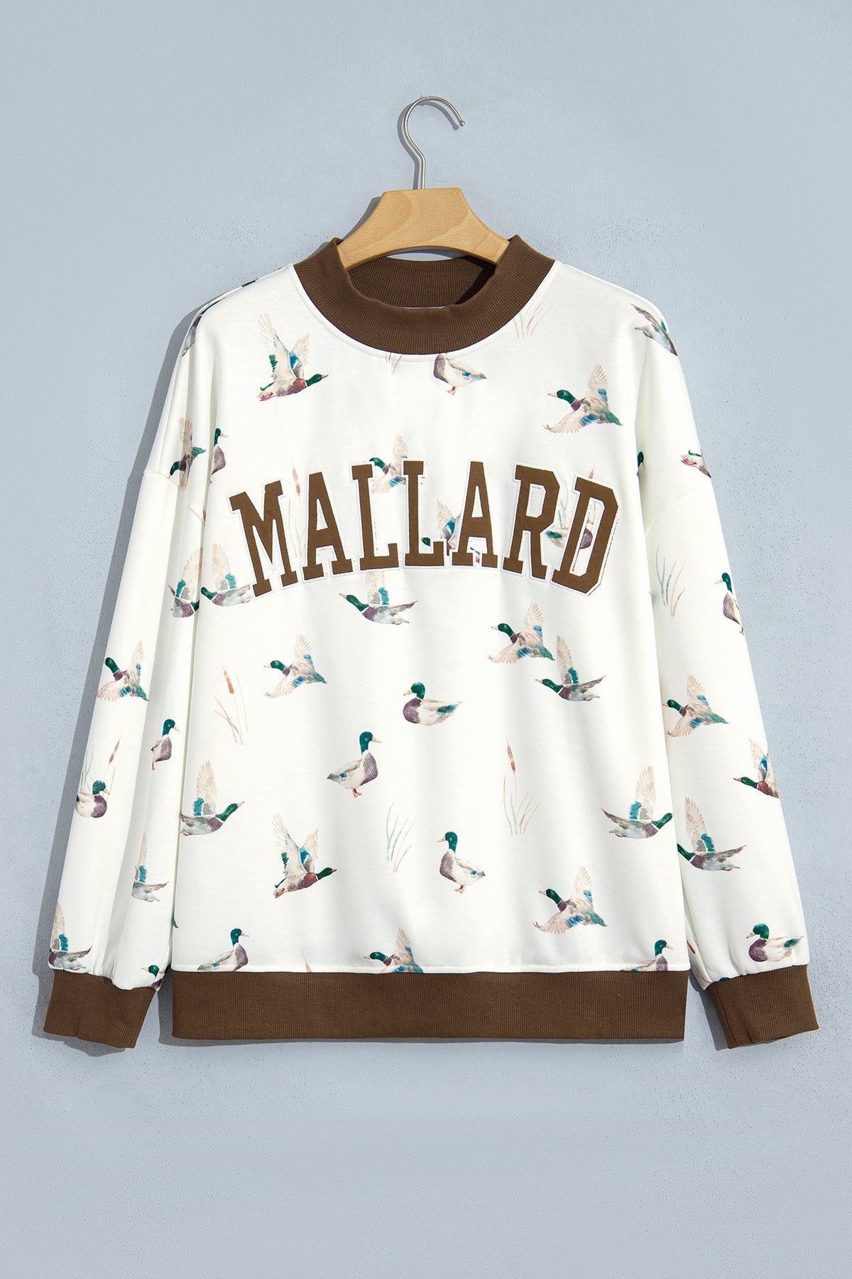 Gray Western Camo Letter Print Baggy Pullover Sweatshirt