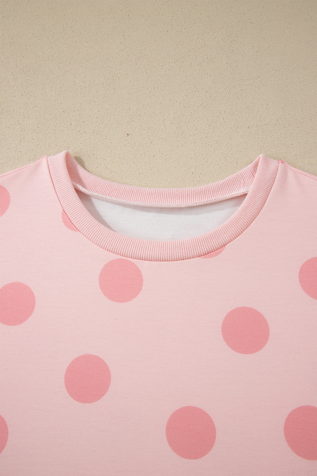 Sky Blue Polka Dot Print Loose Tee Drawstring Elastic Waist Short Set