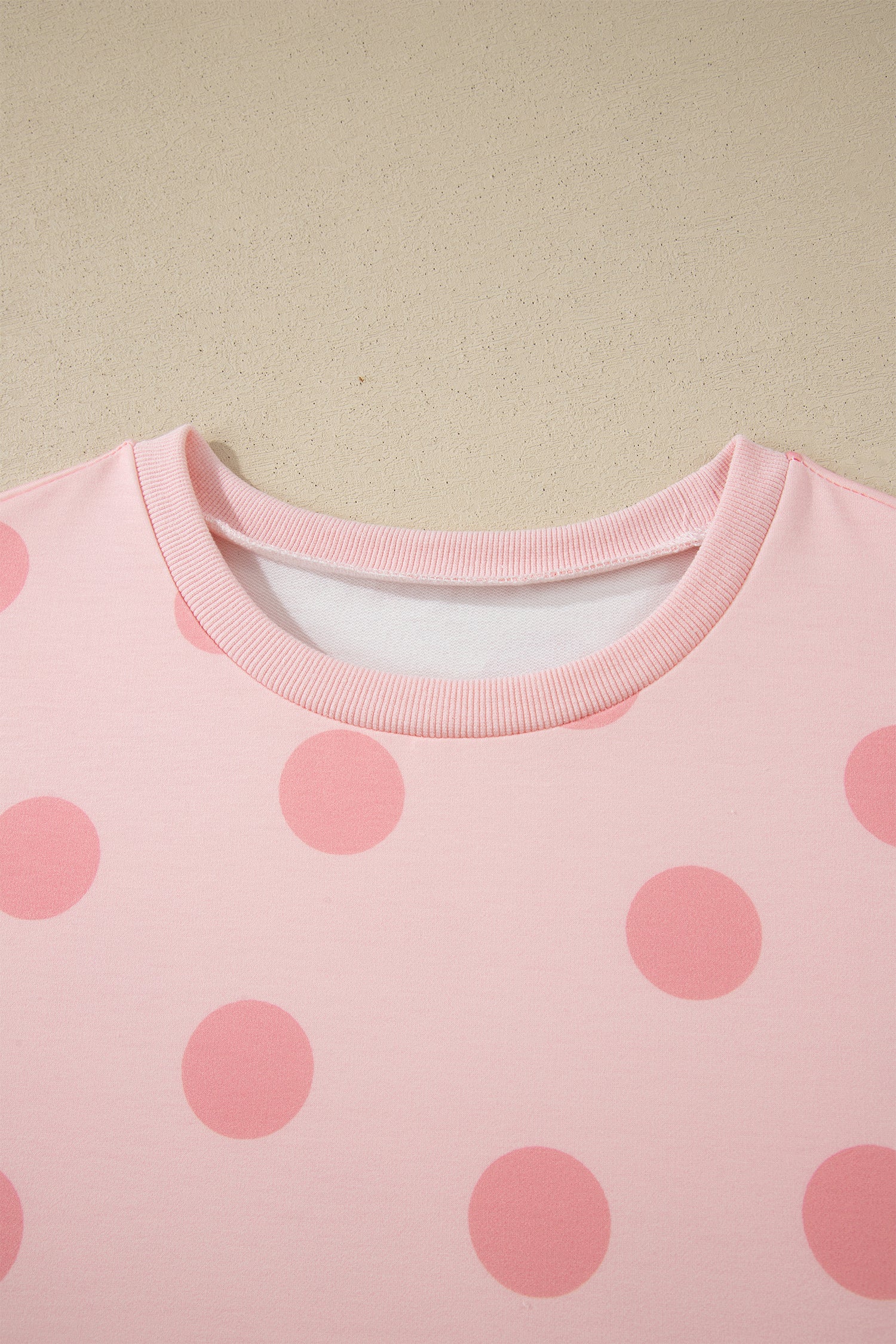 Sky Blue Polka Dot Print Loose Tee Drawstring Elastic Waist Short Set