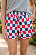 Red Independence Day Checkered Shorts