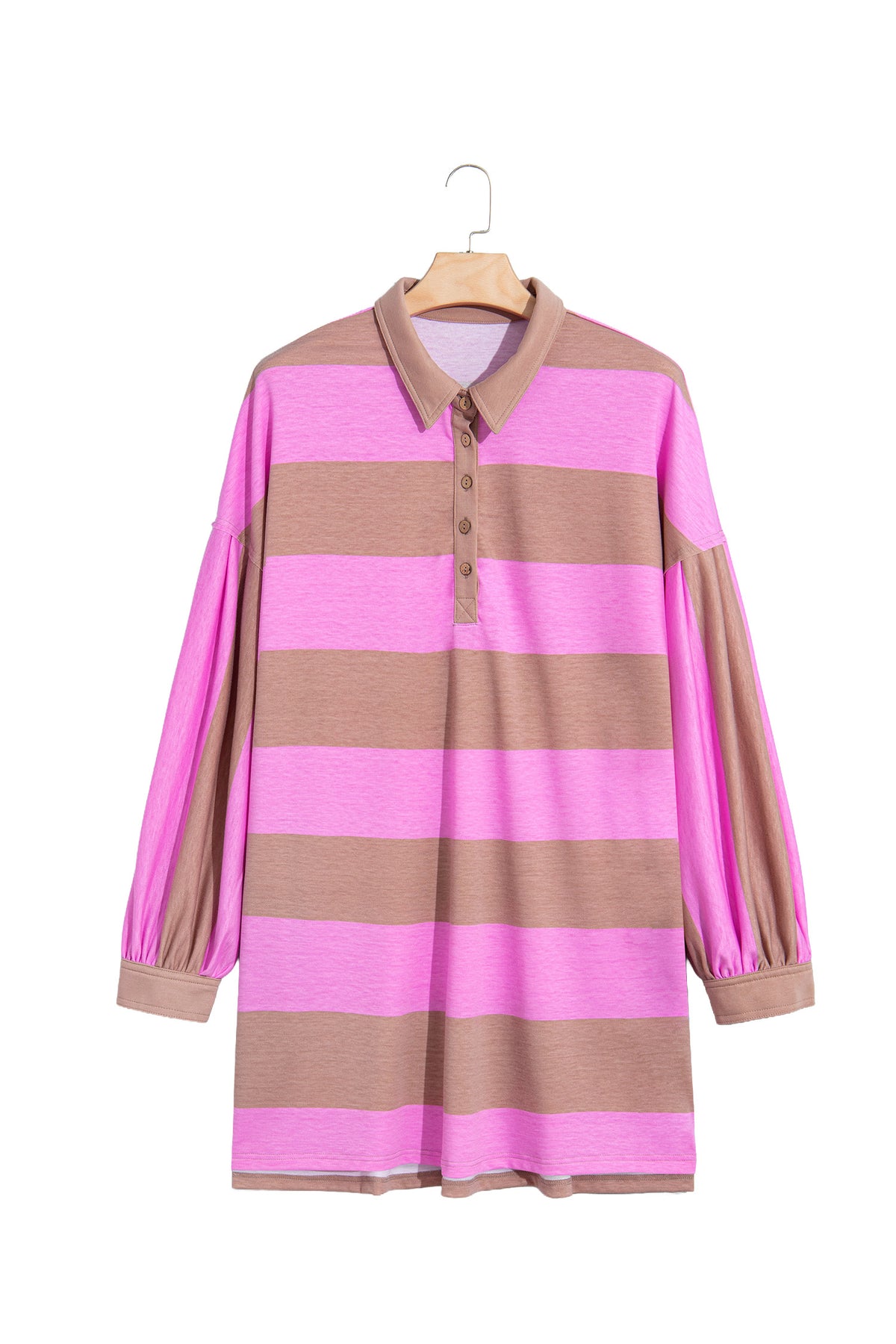 Rose Stripe Striped Colorblock Long Sleeve V Neck Shift Plus Size Dress