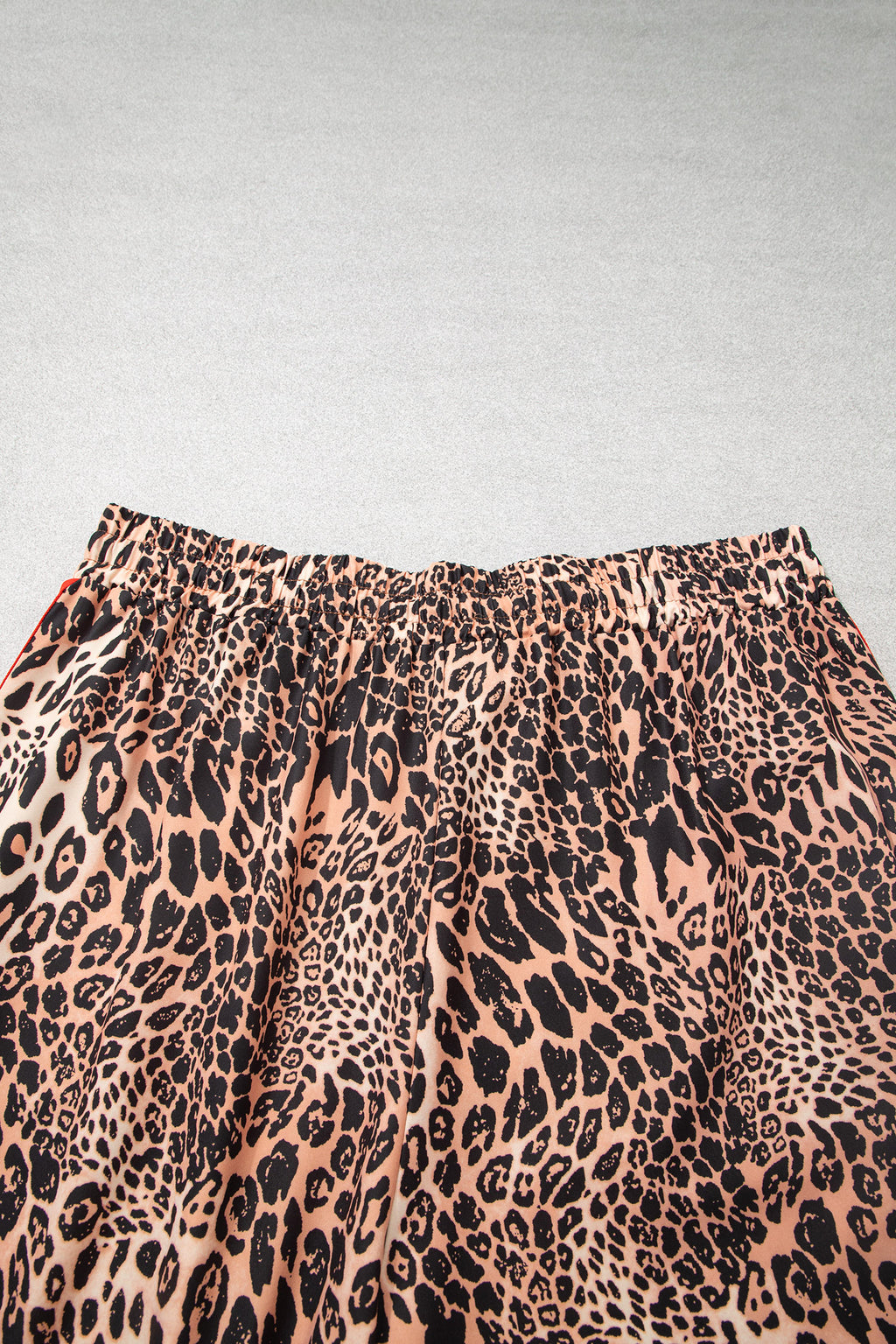 Khaki Leopard Print Colorblock Side Stripes Wide Leg Full Length Plus Size Pants