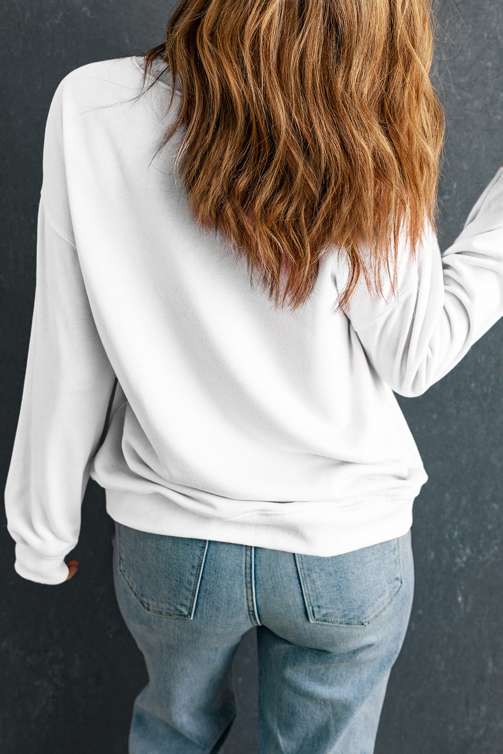 Rose Red Solid Classic Crewneck Pullover Sweatshirt