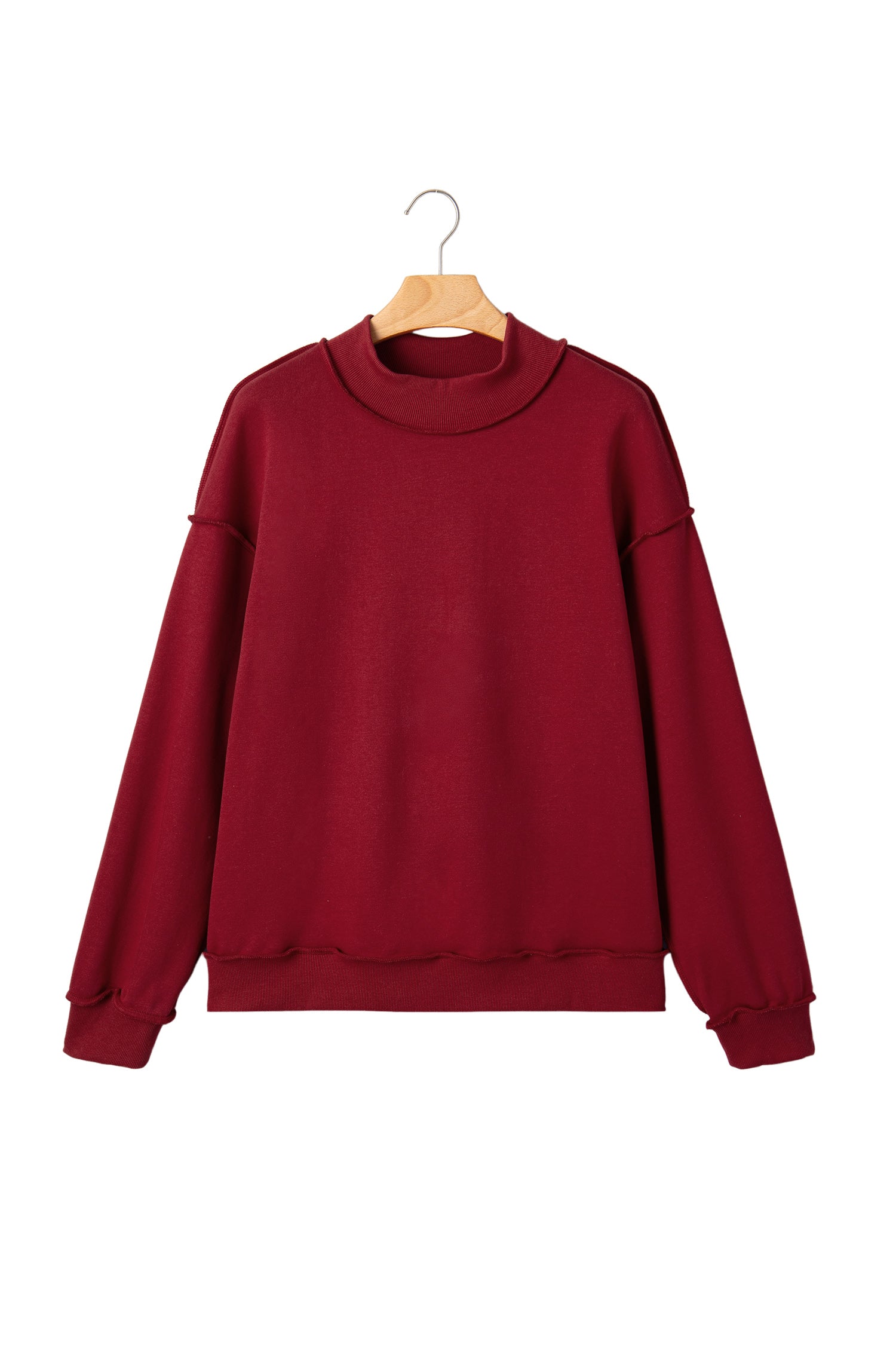 Bright Green Oversize Drop Shoulder Reversible Mock Neck Sweatshirt