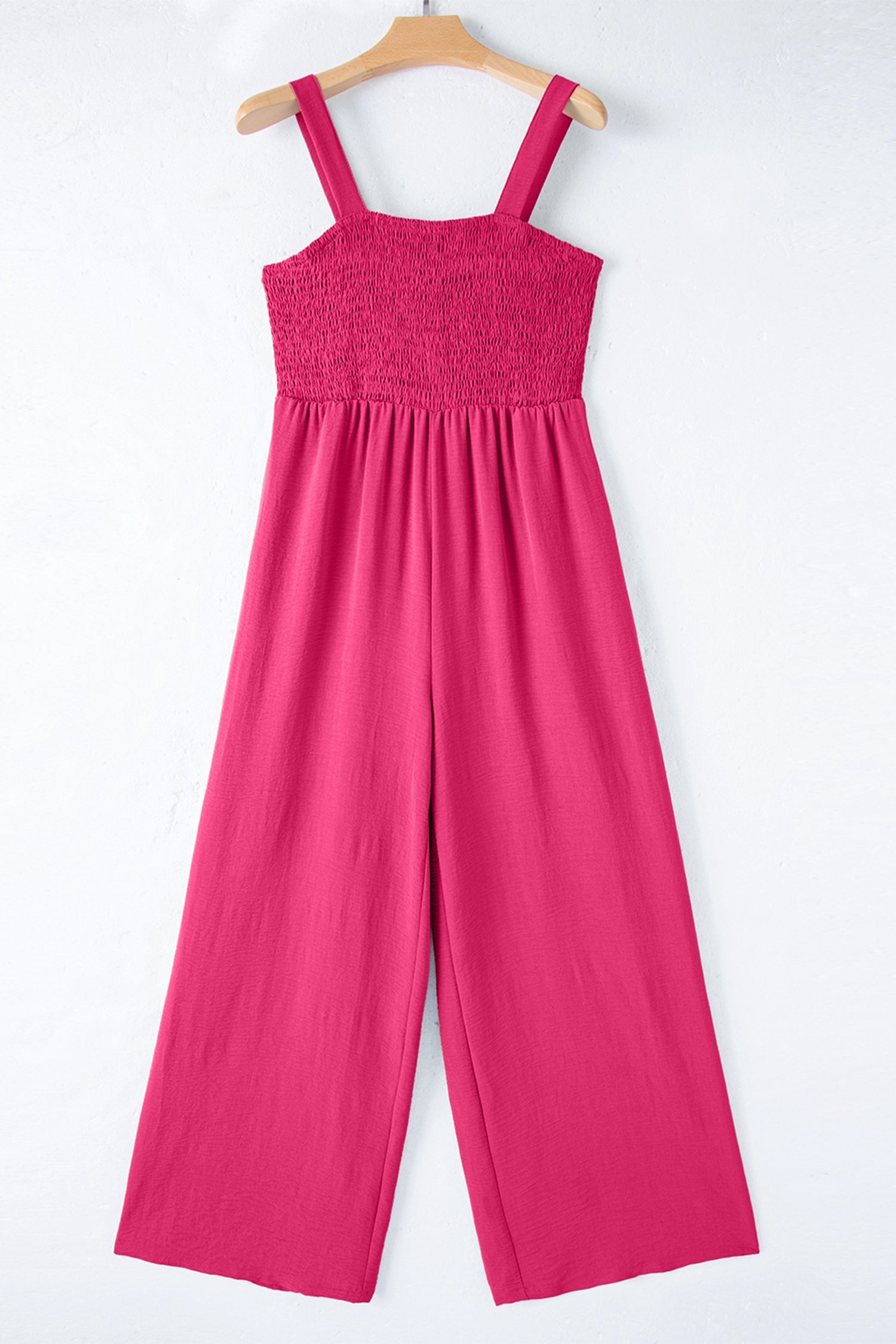 Peacock Blue Smocked Square Neck Sleeveless Jumpsuit with Pockets