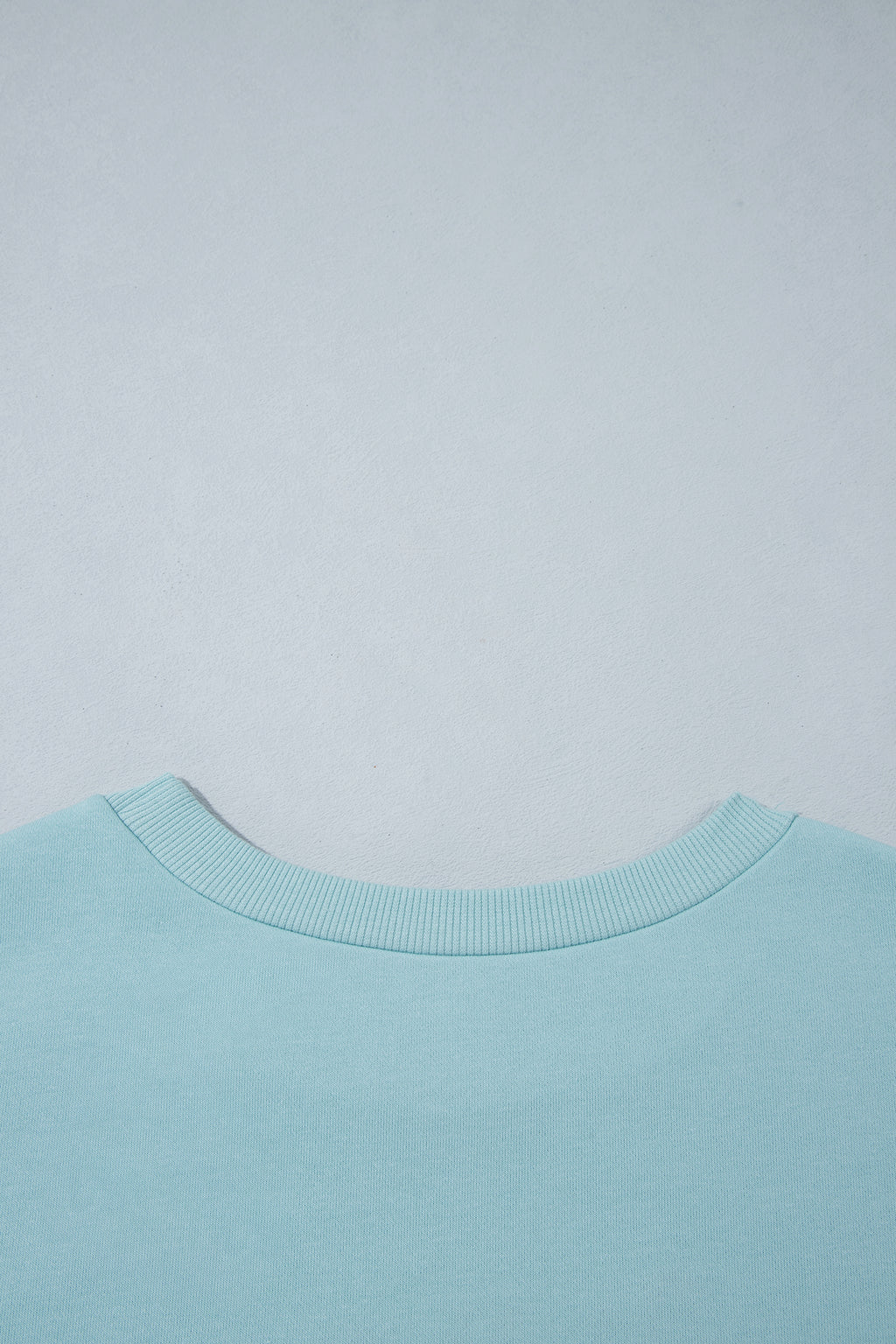 Haze Blue Letter Print Round Neck Loose Fit Long Sleeve Plus Size Sweatshirt