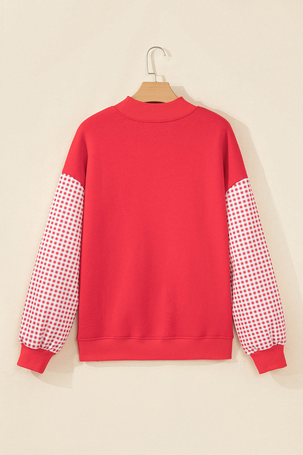 Black Plaid Sleeve Colorblock Loose Tunic Sweatshirt