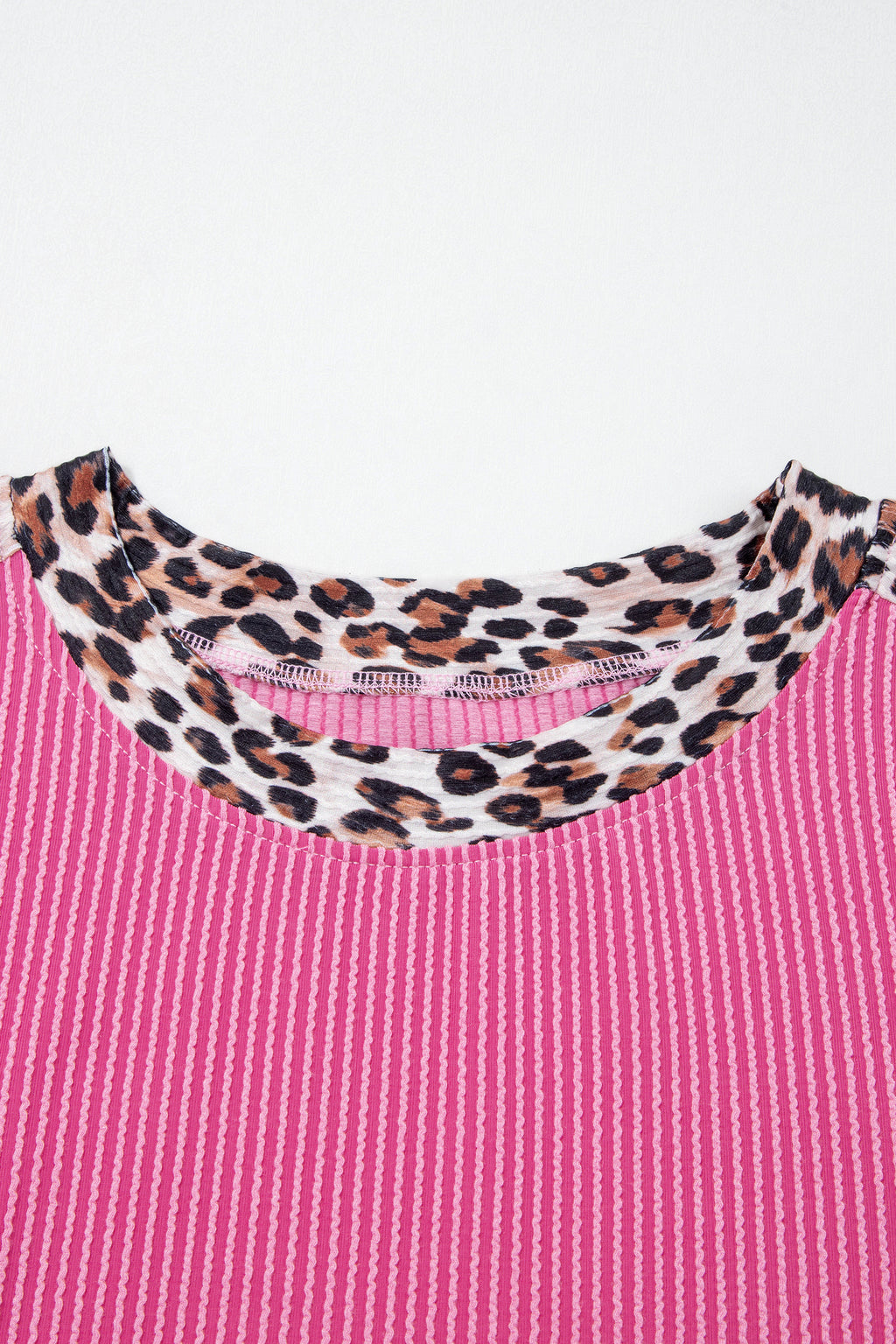 Sachet Pink Leopard Trim Twist Ribbed Short Set