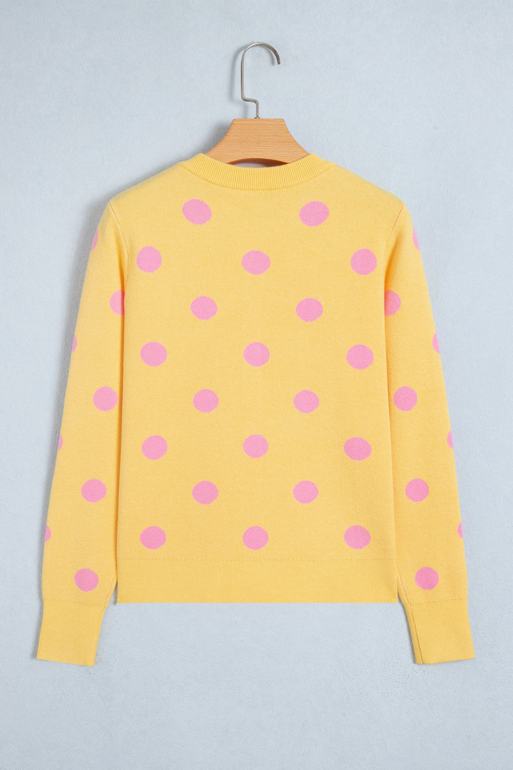 Bluing Casual Polka Dot Button Front Long Sleeve Sweater Cardigan