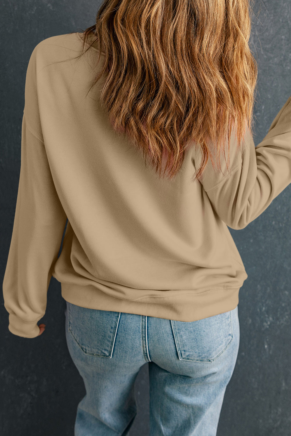 Rose Red Solid Classic Crewneck Pullover Sweatshirt