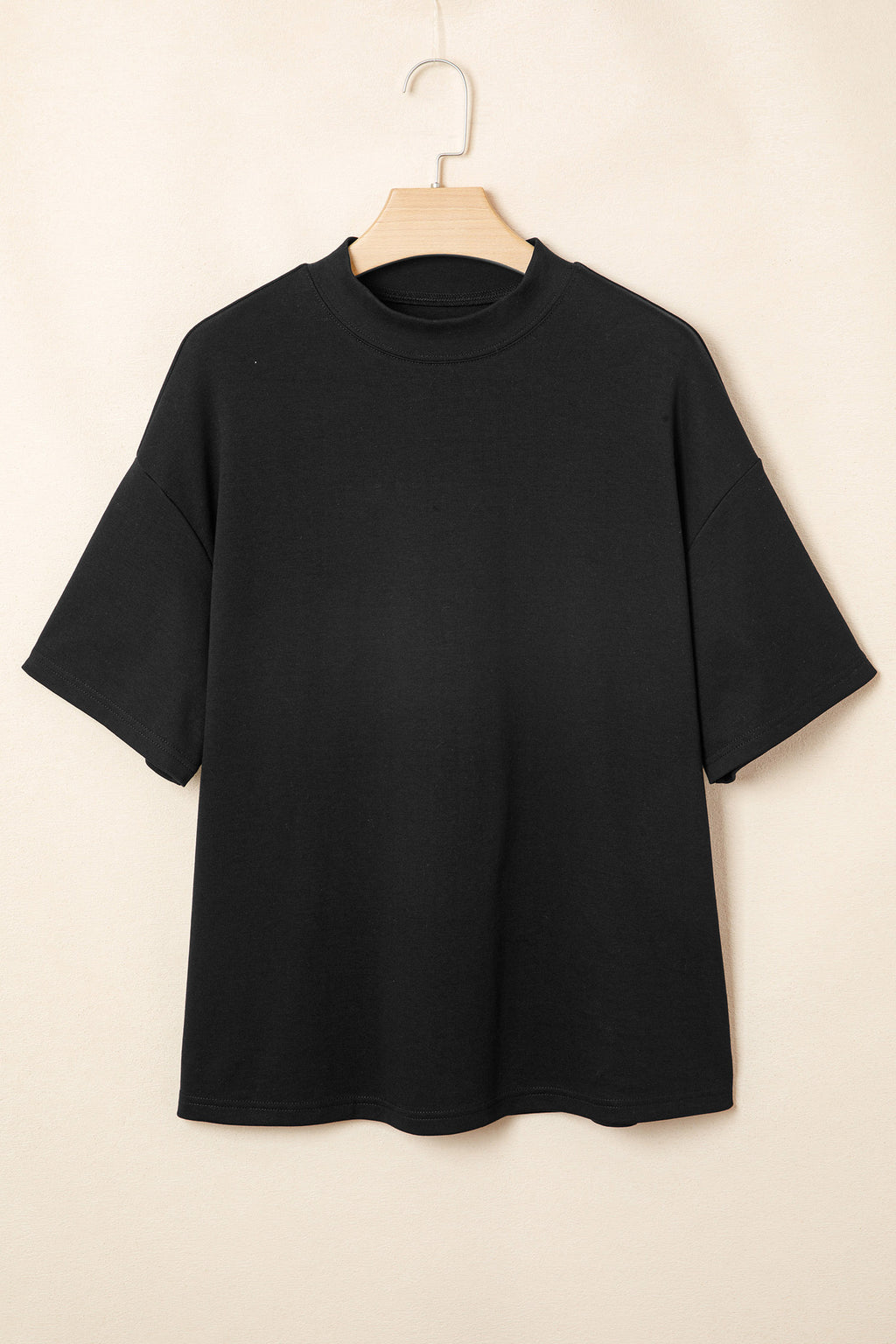 Sachet Pink Solid Color High Neck Oversize Tee