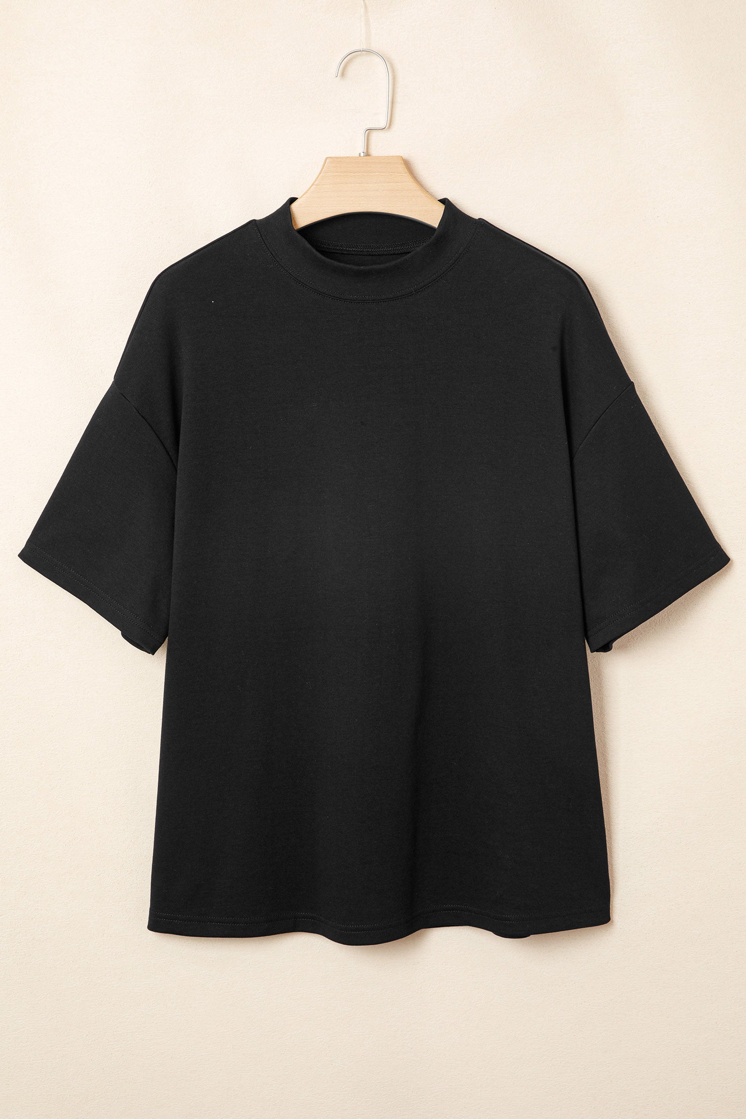 Sachet Pink Solid Color High Neck Oversize Tee