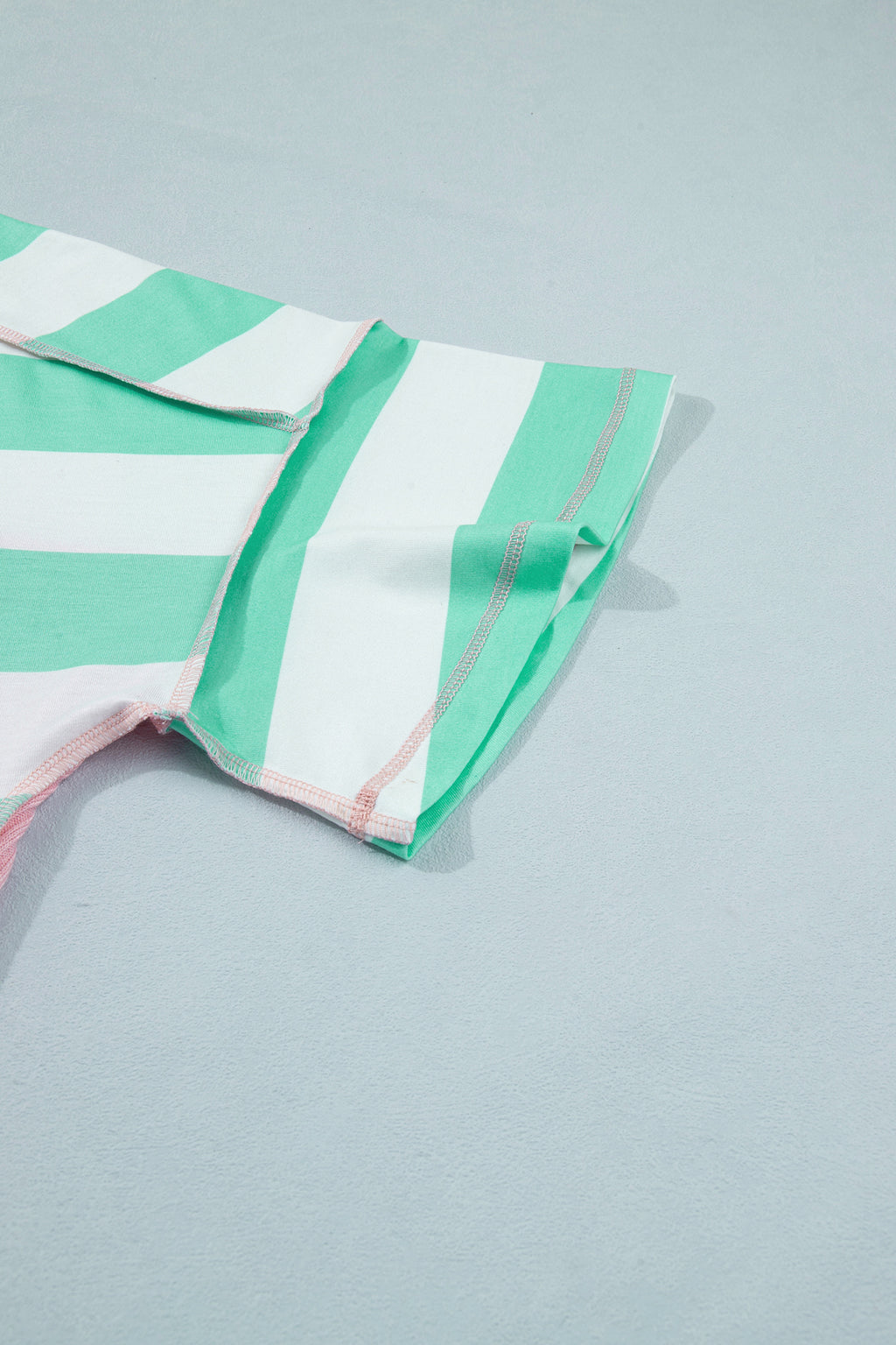 Pink Stripe Exposed Seam Ribbed Patchwork Oversized Tee