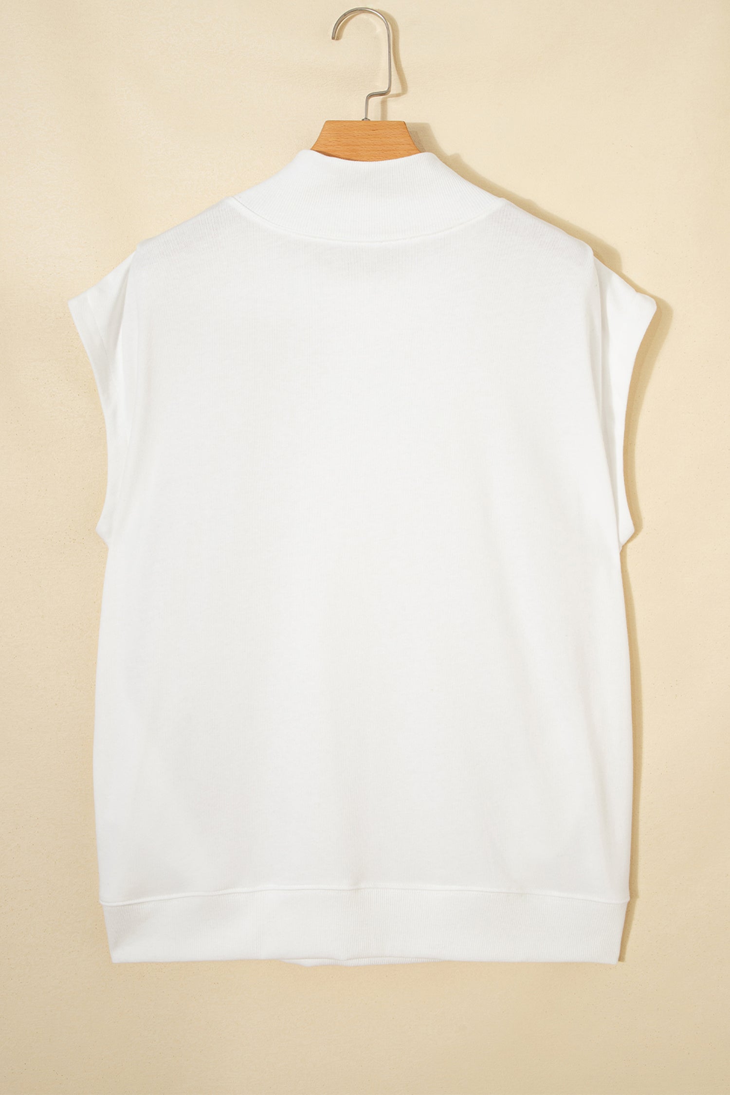 Myosotis Solid Color High Neck Cap Sleeve Loose Top