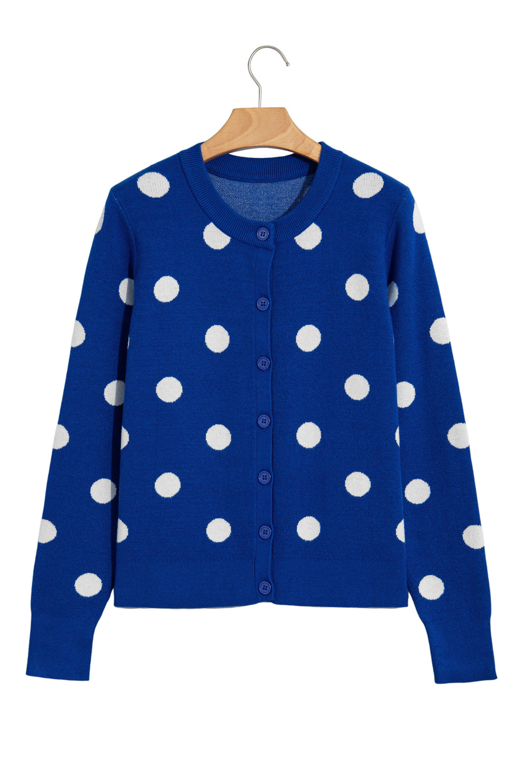 Bluing Casual Polka Dot Button Front Long Sleeve Sweater Cardigan