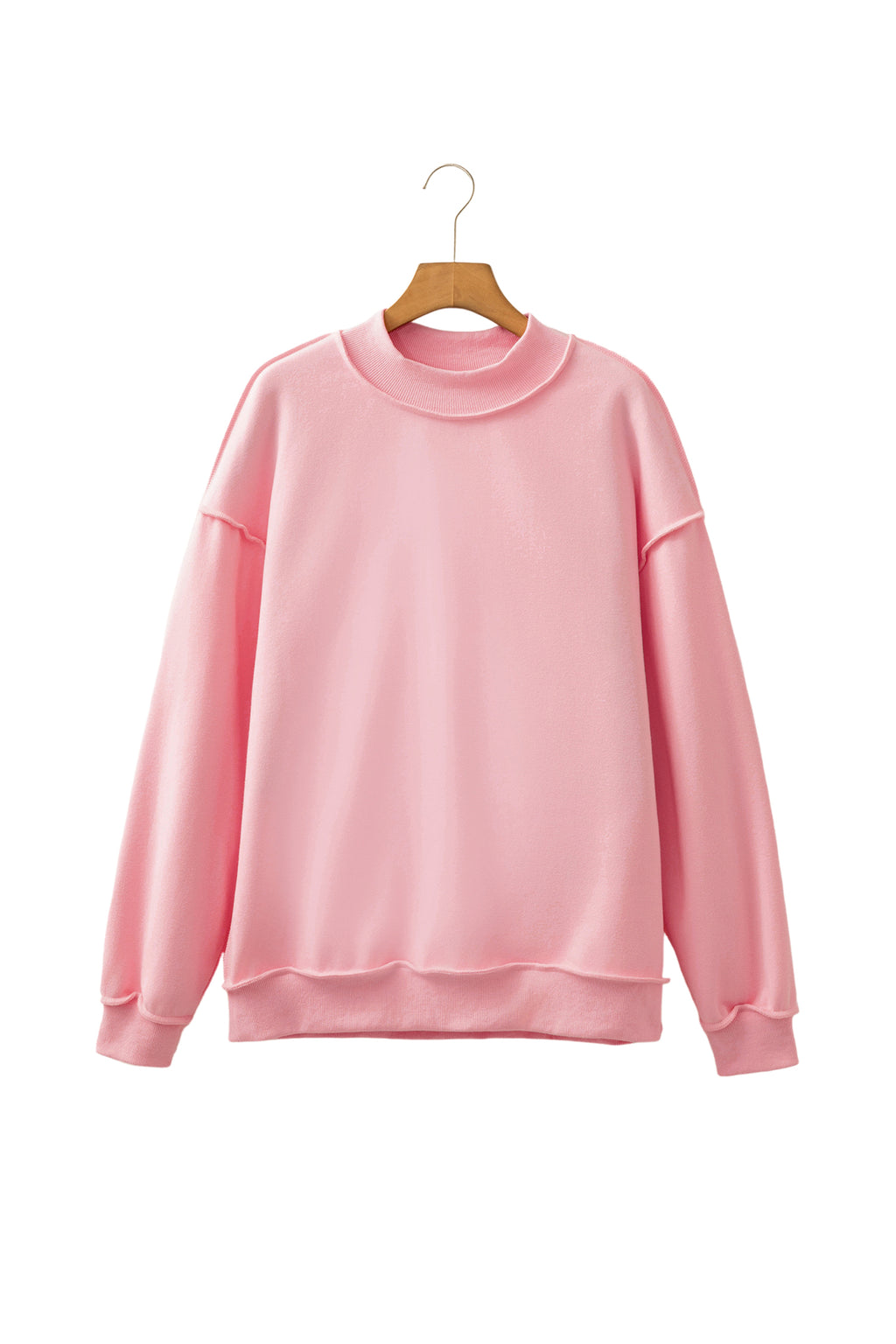 Bright Green Oversize Drop Shoulder Reversible Mock Neck Sweatshirt