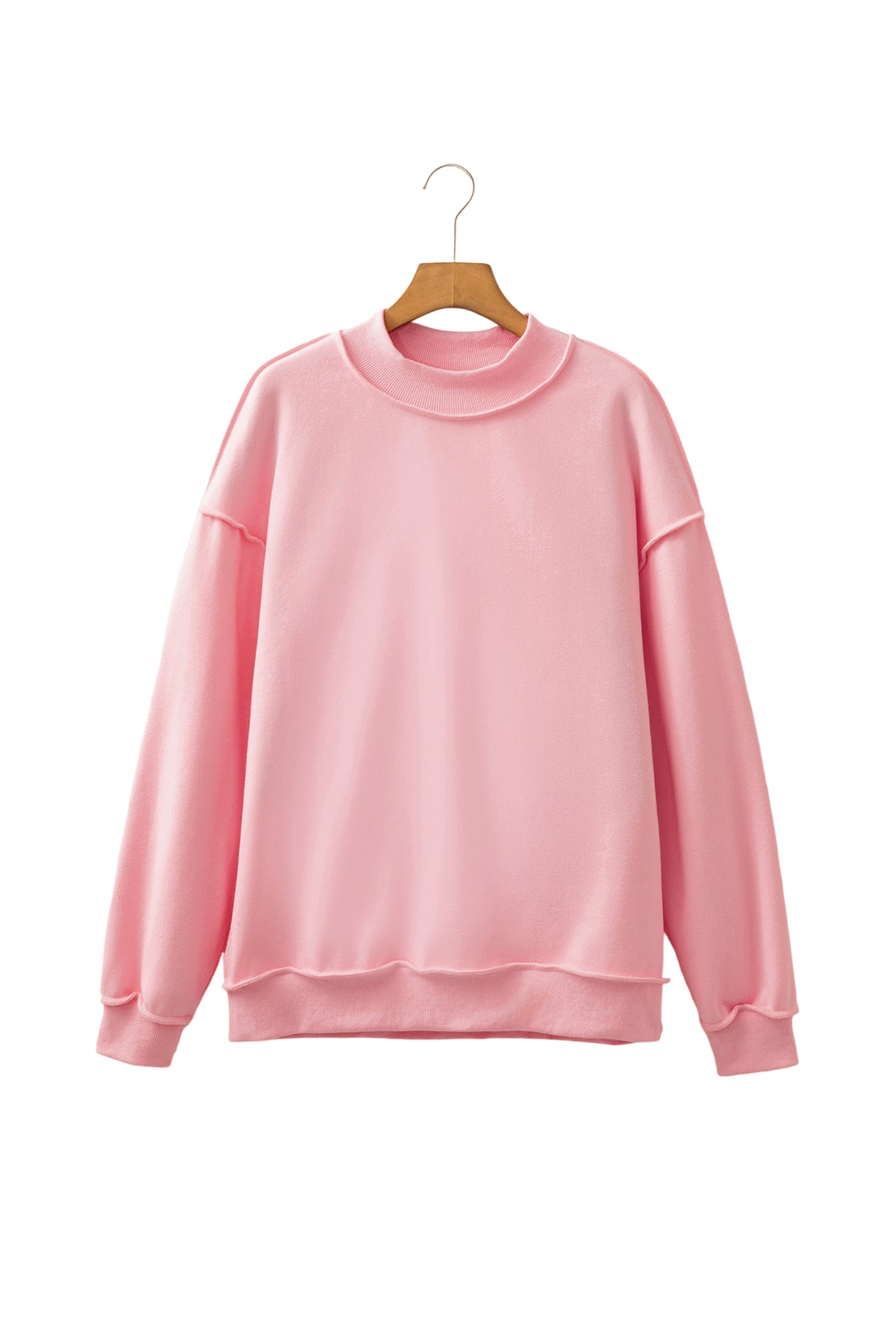 Bright Green Oversize Drop Shoulder Reversible Mock Neck Sweatshirt