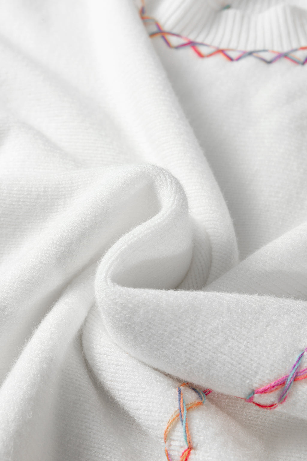 Orchid Bouquet Rainbow Stitching Balloon Sleeve Relaxed Sweater
