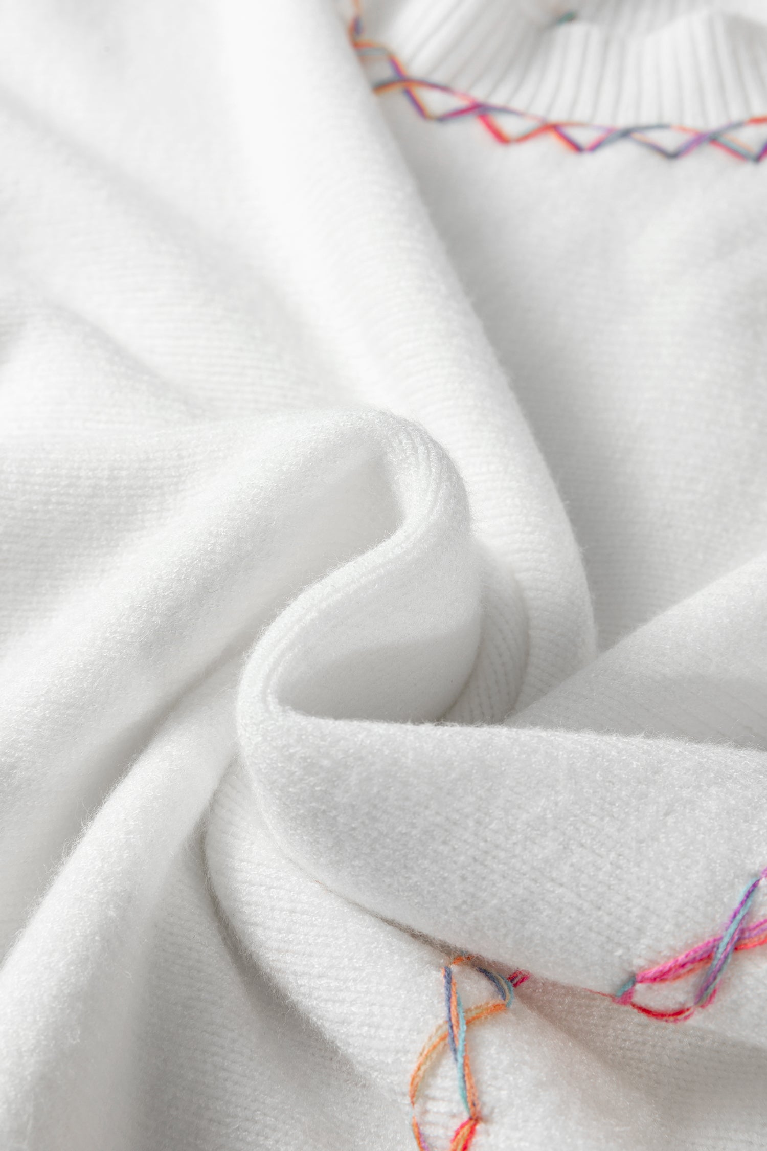 Orchid Bouquet Rainbow Stitching Balloon Sleeve Relaxed Sweater