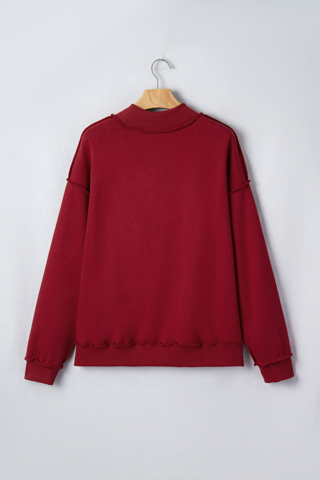 Bright Green Oversize Drop Shoulder Reversible Mock Neck Sweatshirt