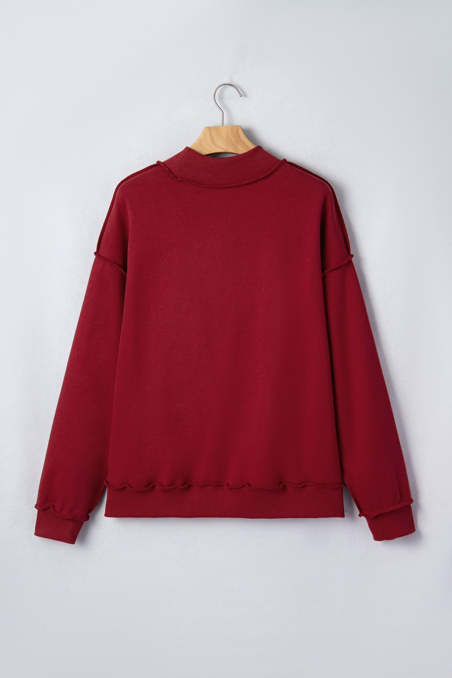Bright Green Oversize Drop Shoulder Reversible Mock Neck Sweatshirt