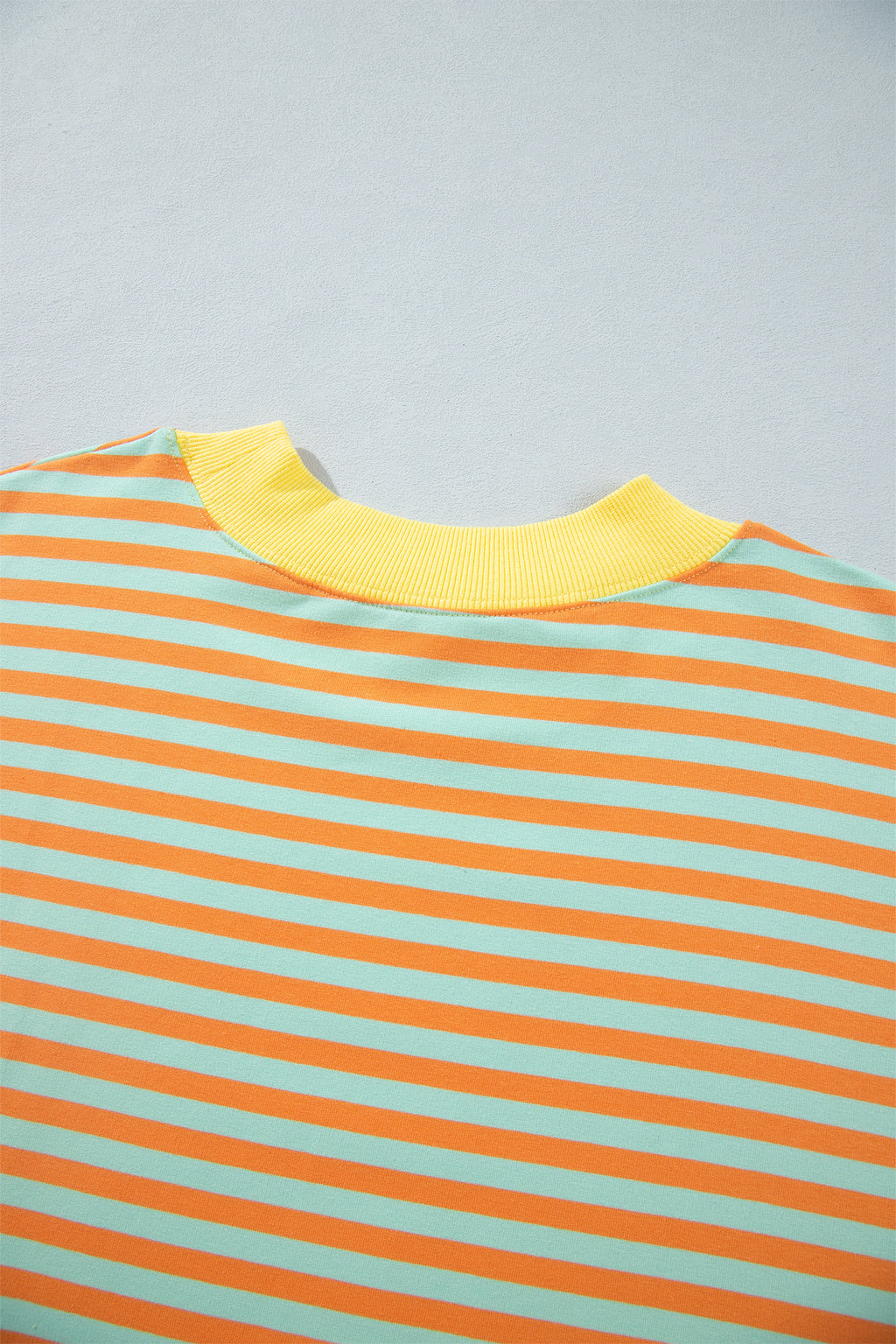 Orange Stripe High Neck Striped Colorblock Tunic Plus Size Sweatshirt