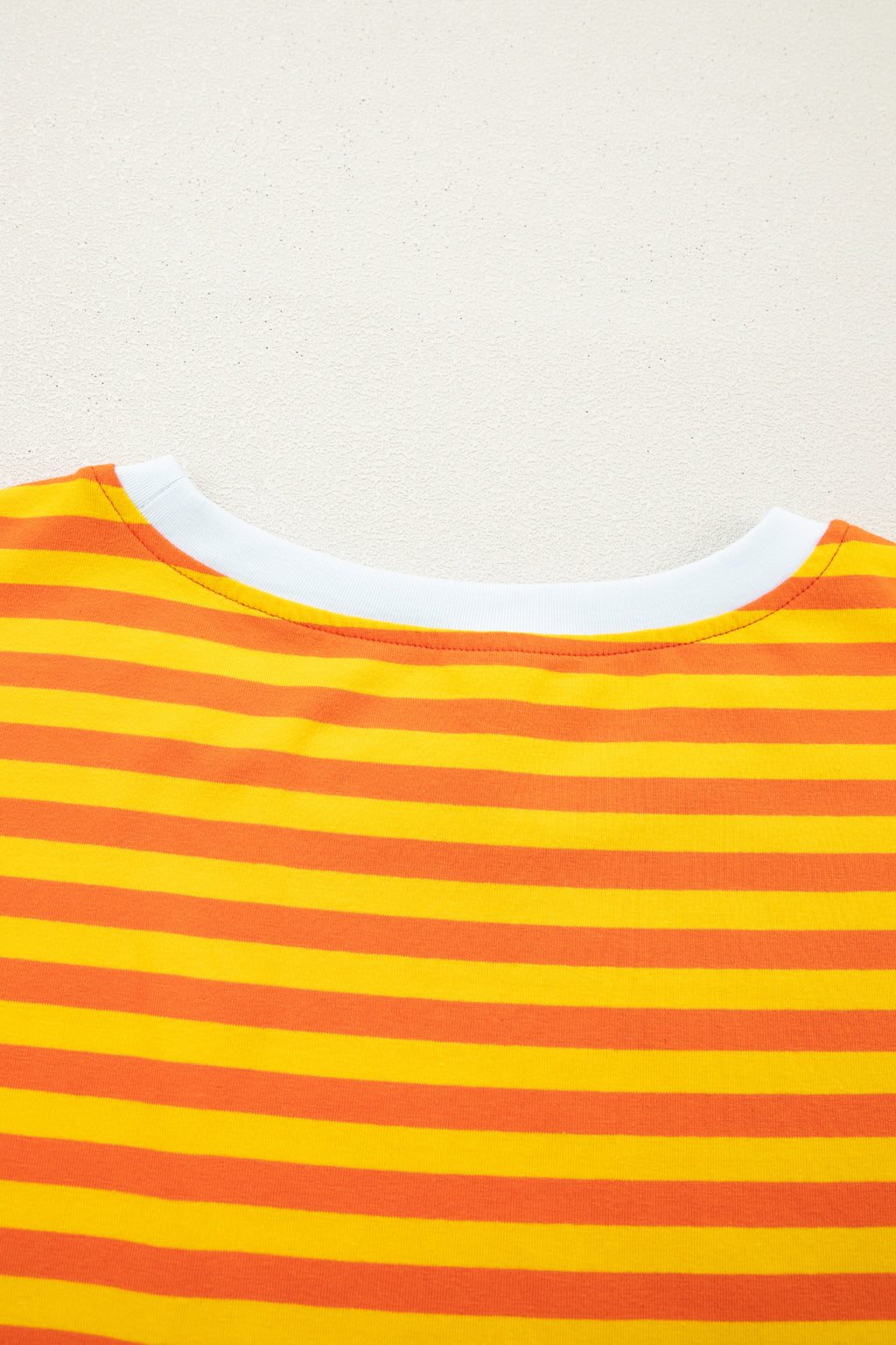 Sky Blue Stripe Contrast Crew Neck Drop Shoulder Loose Tee
