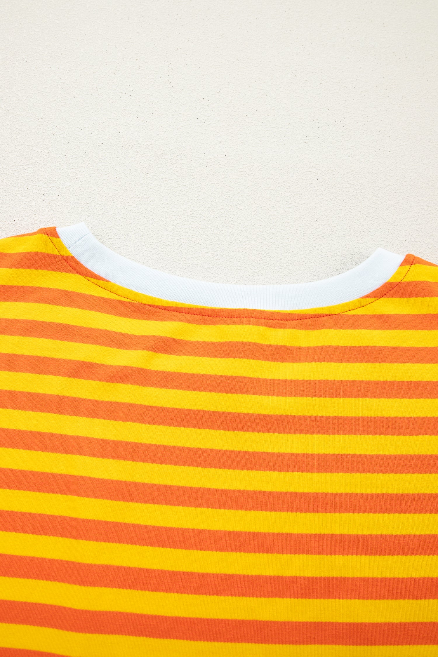 Sky Blue Stripe Contrast Crew Neck Drop Shoulder Loose Tee