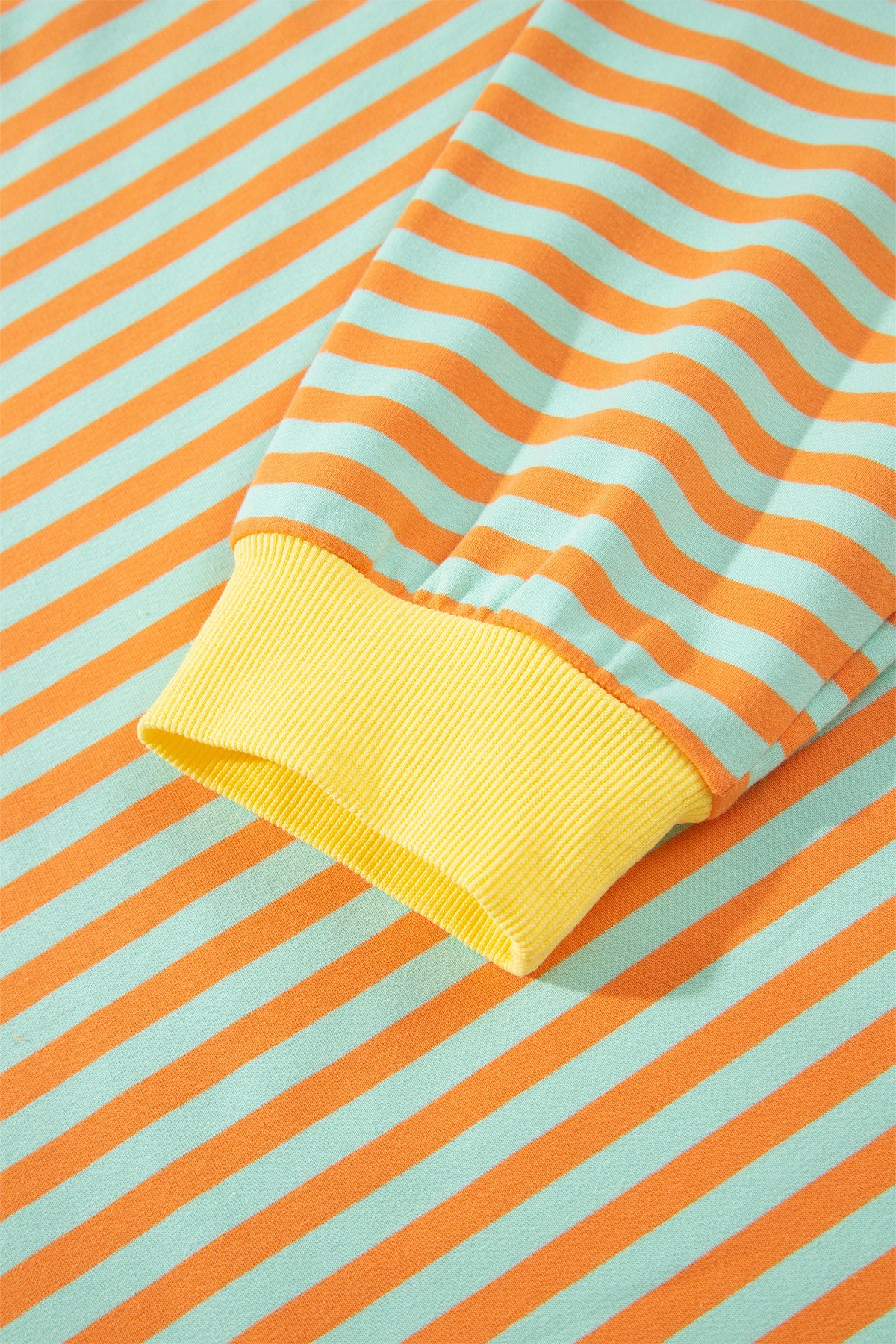 Orange Stripe High Neck Striped Colorblock Tunic Plus Size Sweatshirt