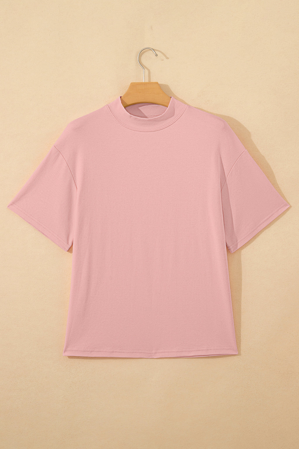 Sachet Pink Solid Color High Neck Oversize Tee
