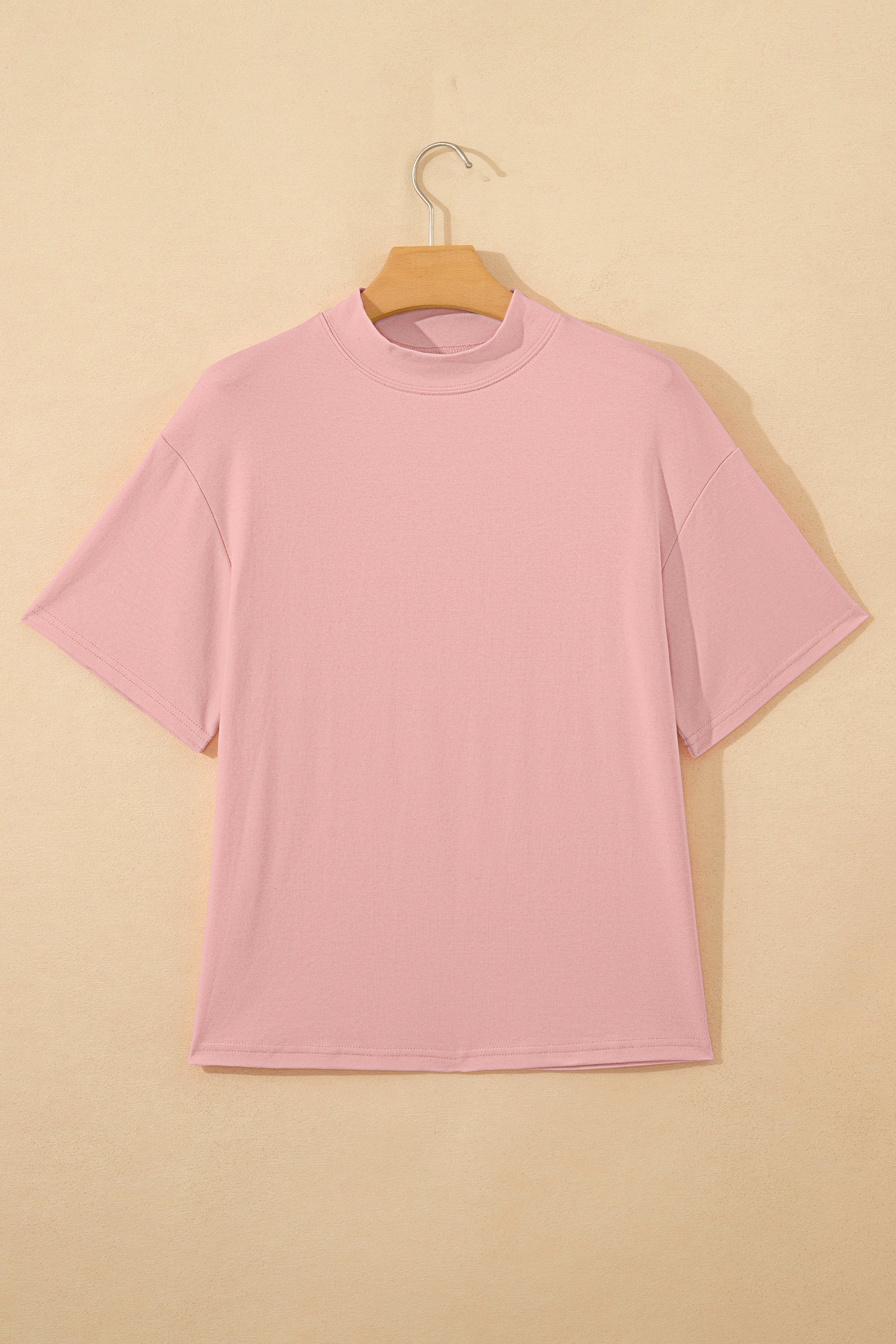 Sachet Pink Solid Color High Neck Oversize Tee
