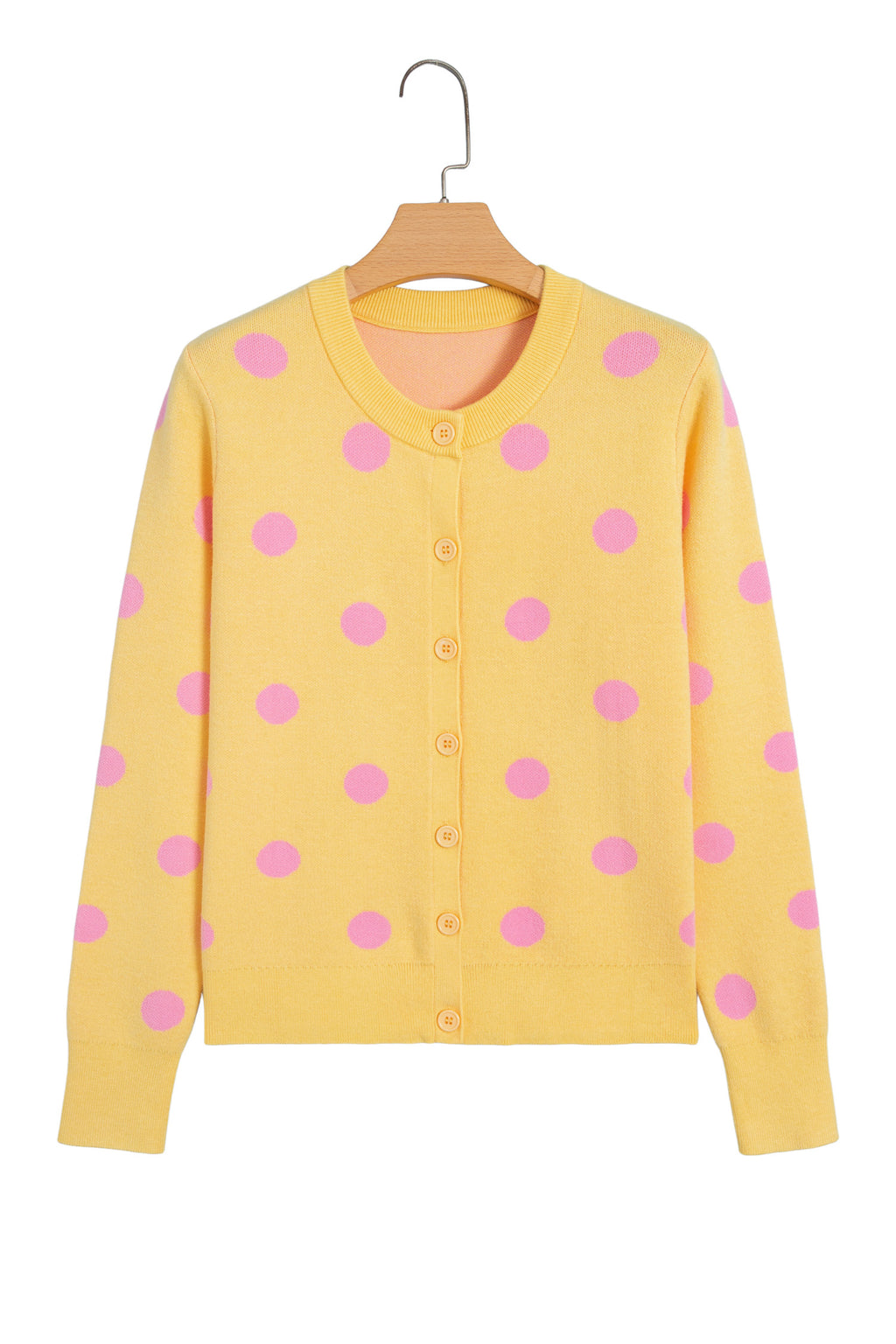 Bluing Casual Polka Dot Button Front Long Sleeve Sweater Cardigan