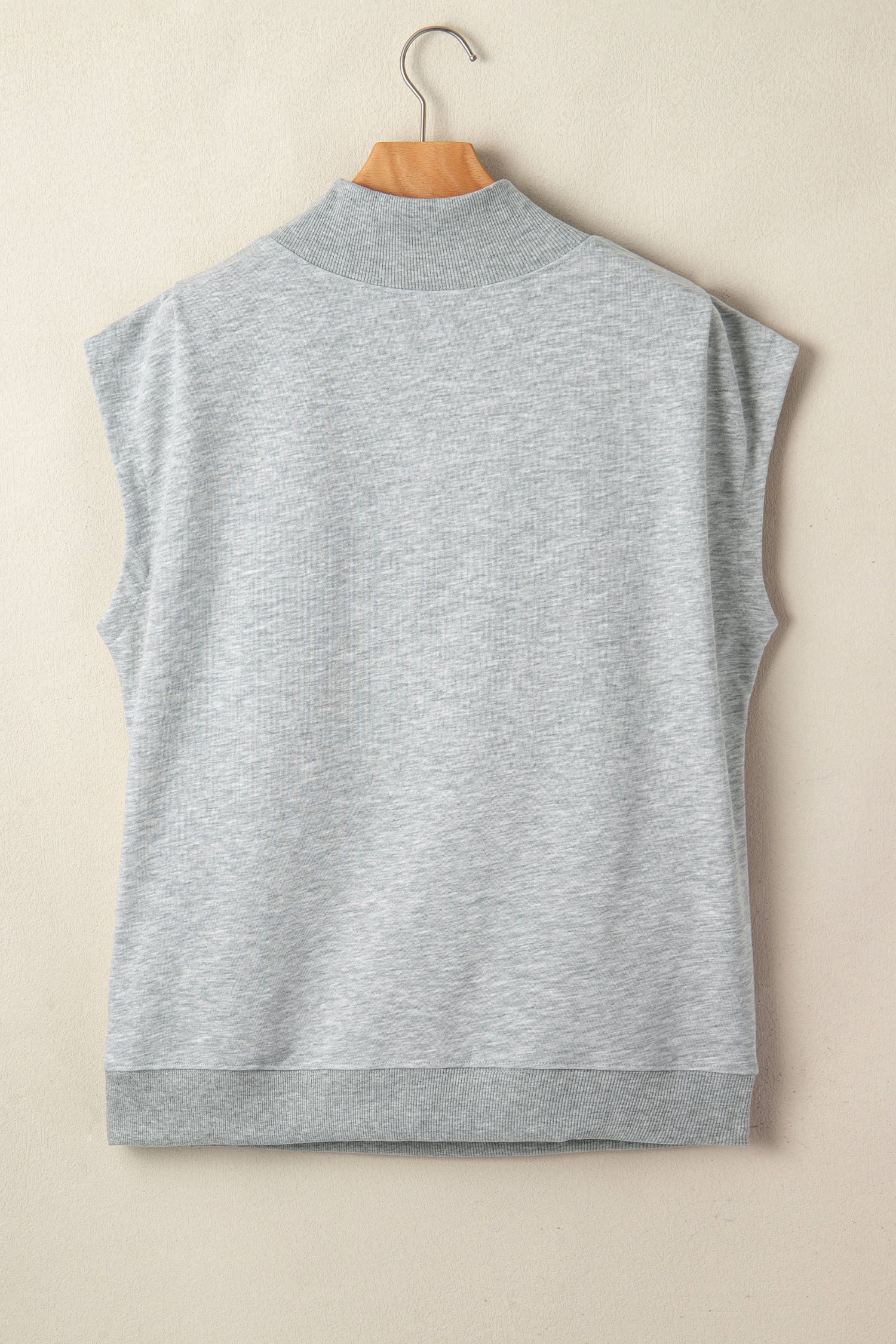 Myosotis Solid Color High Neck Cap Sleeve Loose Top
