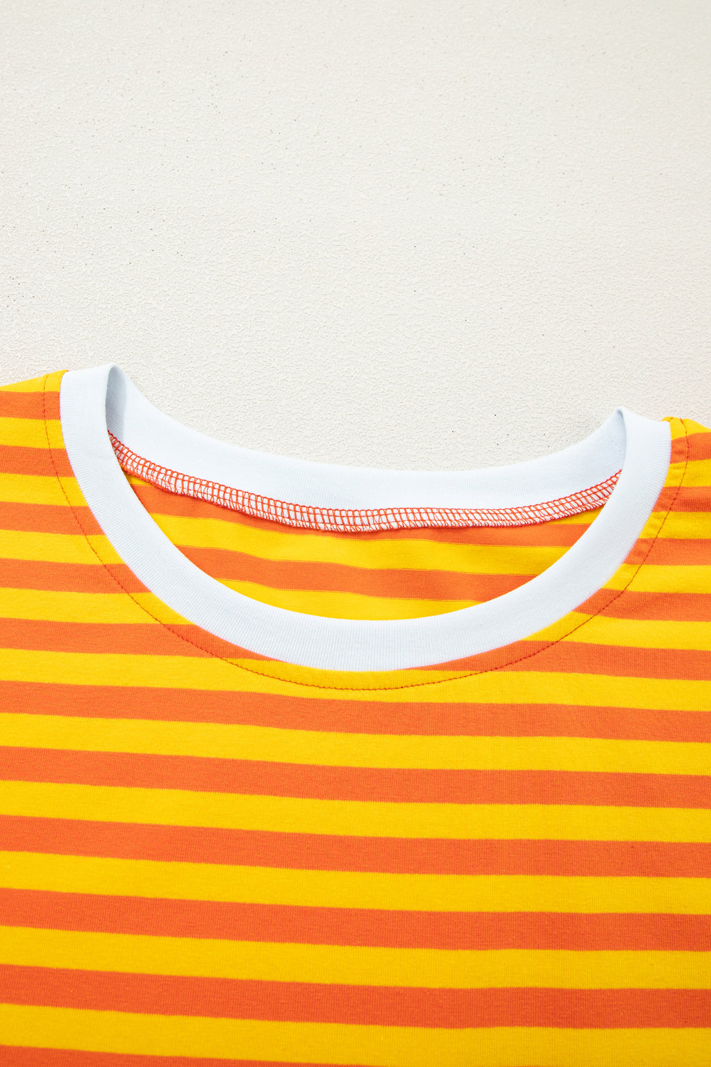 Sky Blue Stripe Contrast Crew Neck Drop Shoulder Loose Tee