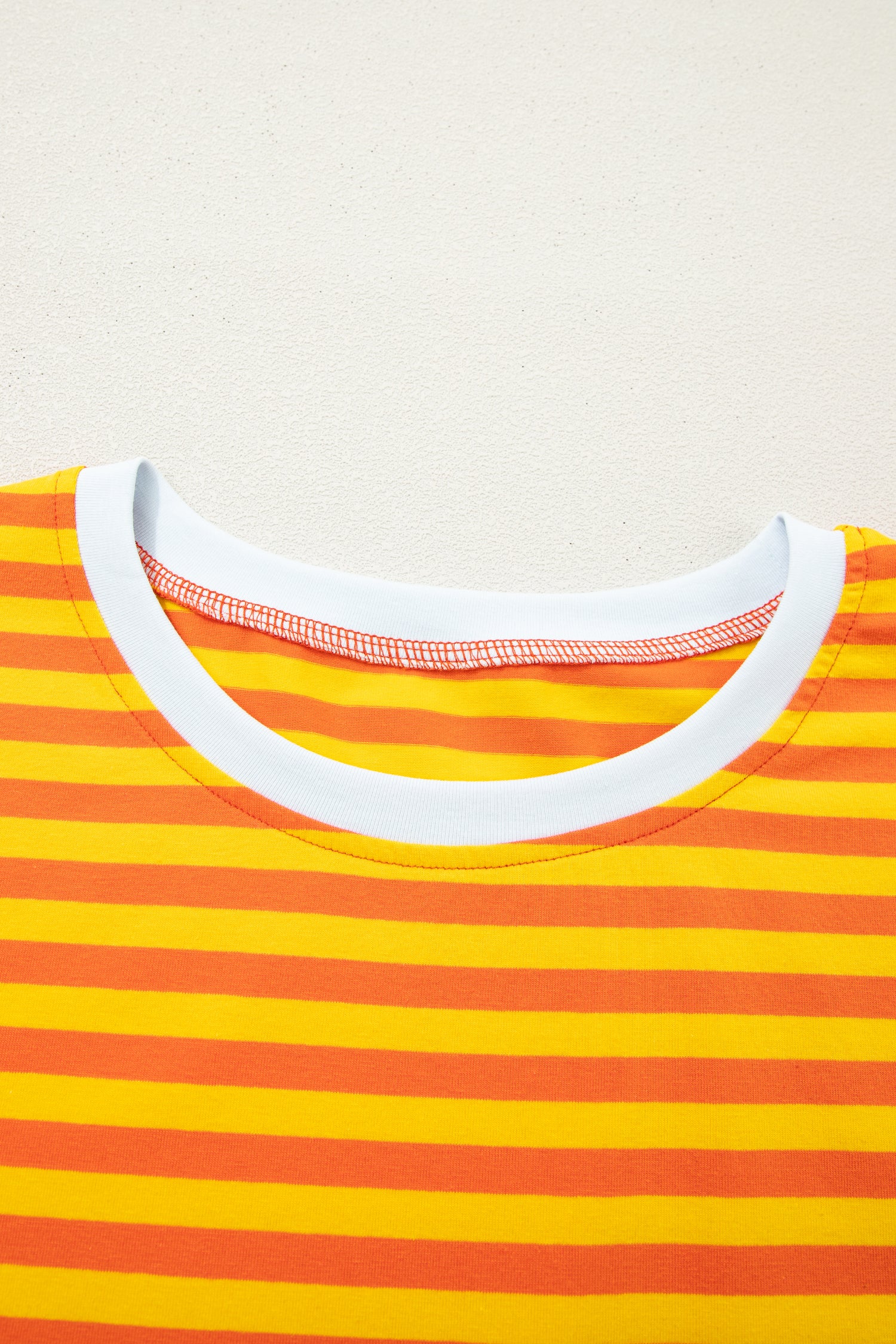 Sky Blue Stripe Contrast Crew Neck Drop Shoulder Loose Tee