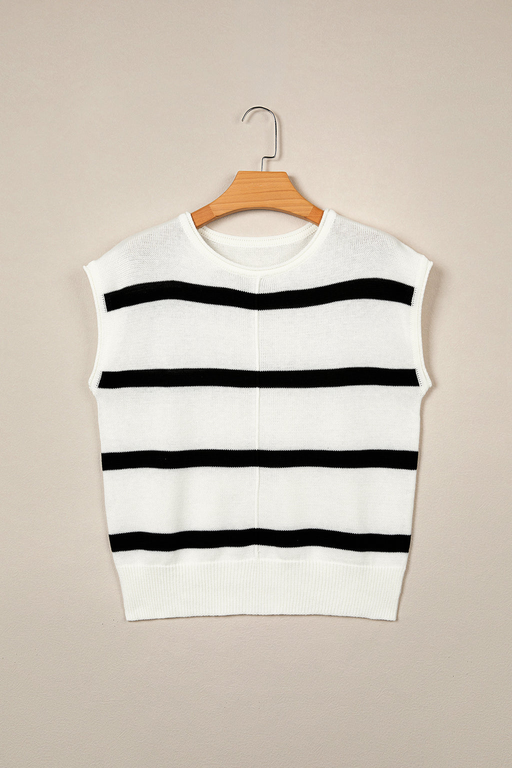 Brown Stripe Knit Western Short Sleeve Sweater