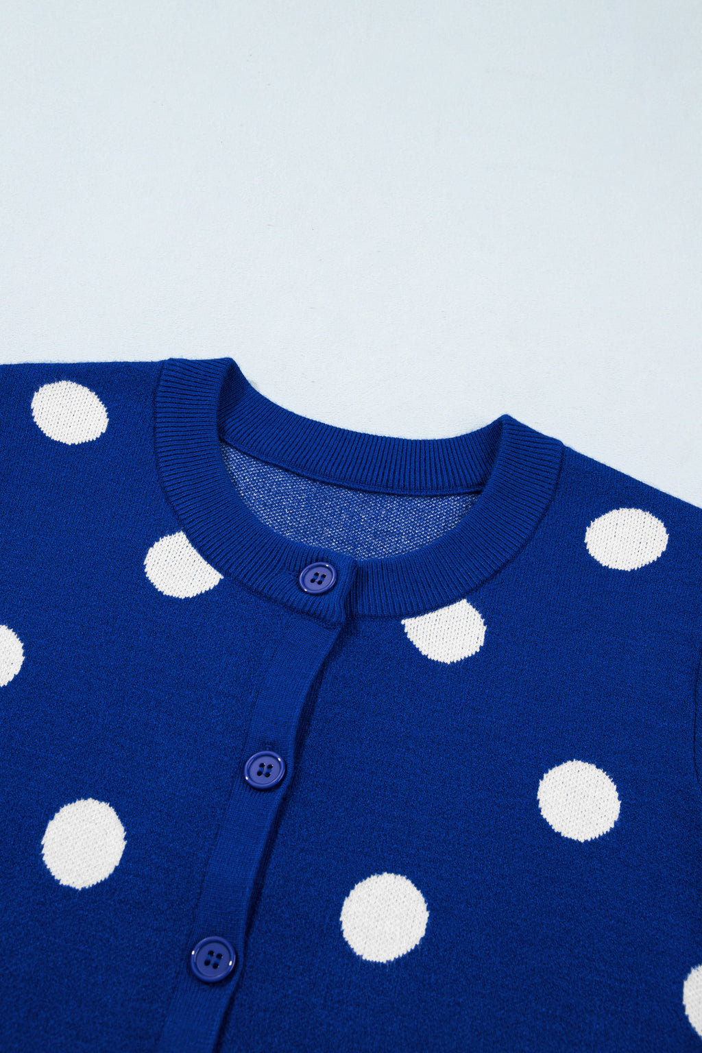 Bluing Casual Polka Dot Button Front Long Sleeve Sweater Cardigan