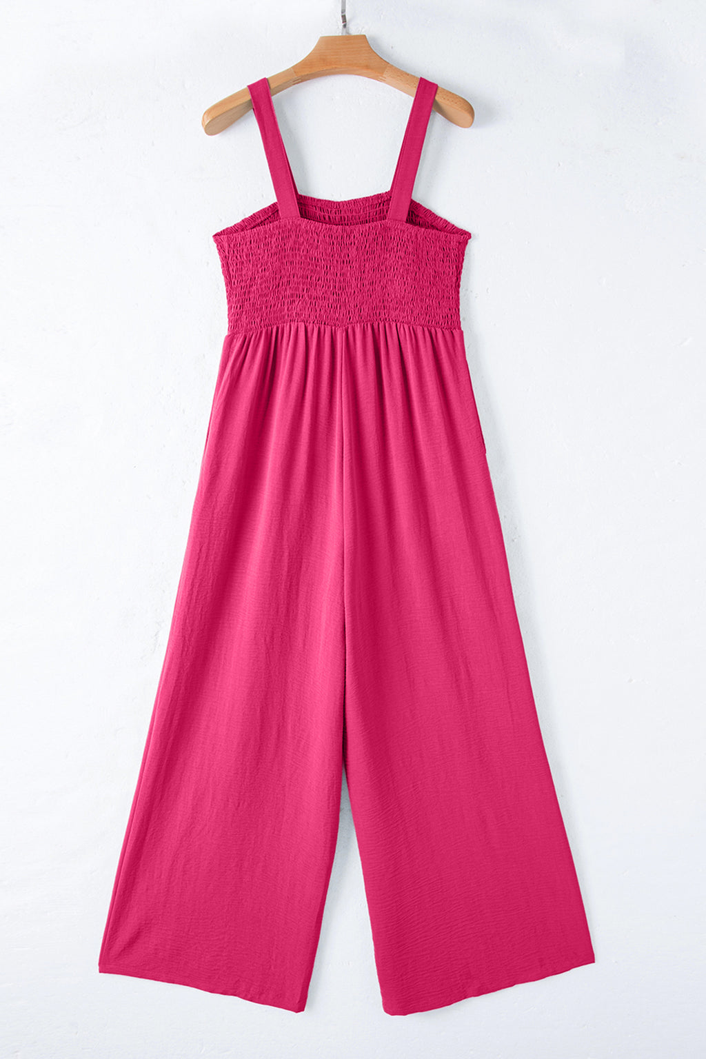 Peacock Blue Smocked Square Neck Sleeveless Jumpsuit with Pockets