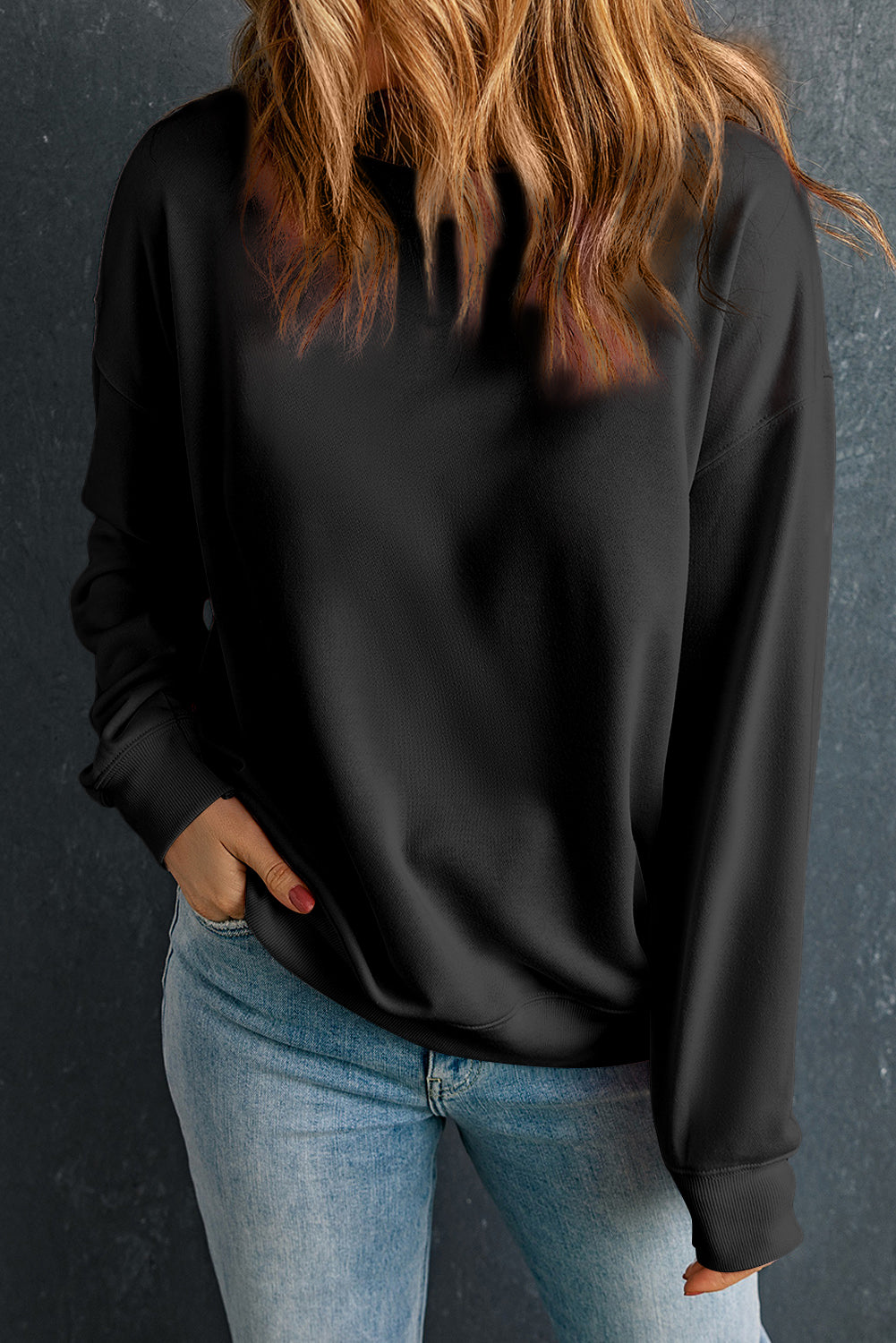 Rose Red Solid Classic Crewneck Pullover Sweatshirt