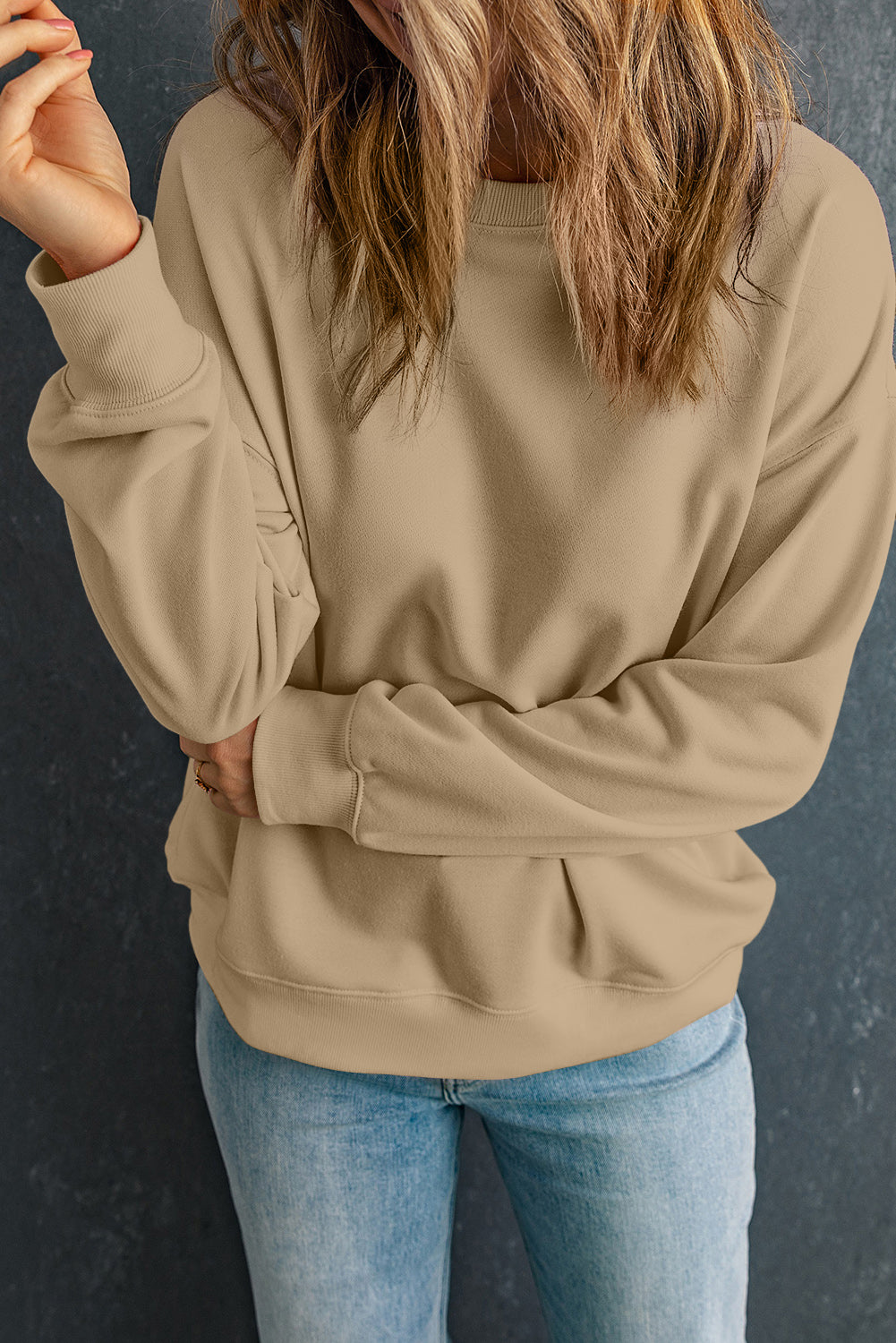 Rose Red Solid Classic Crewneck Pullover Sweatshirt