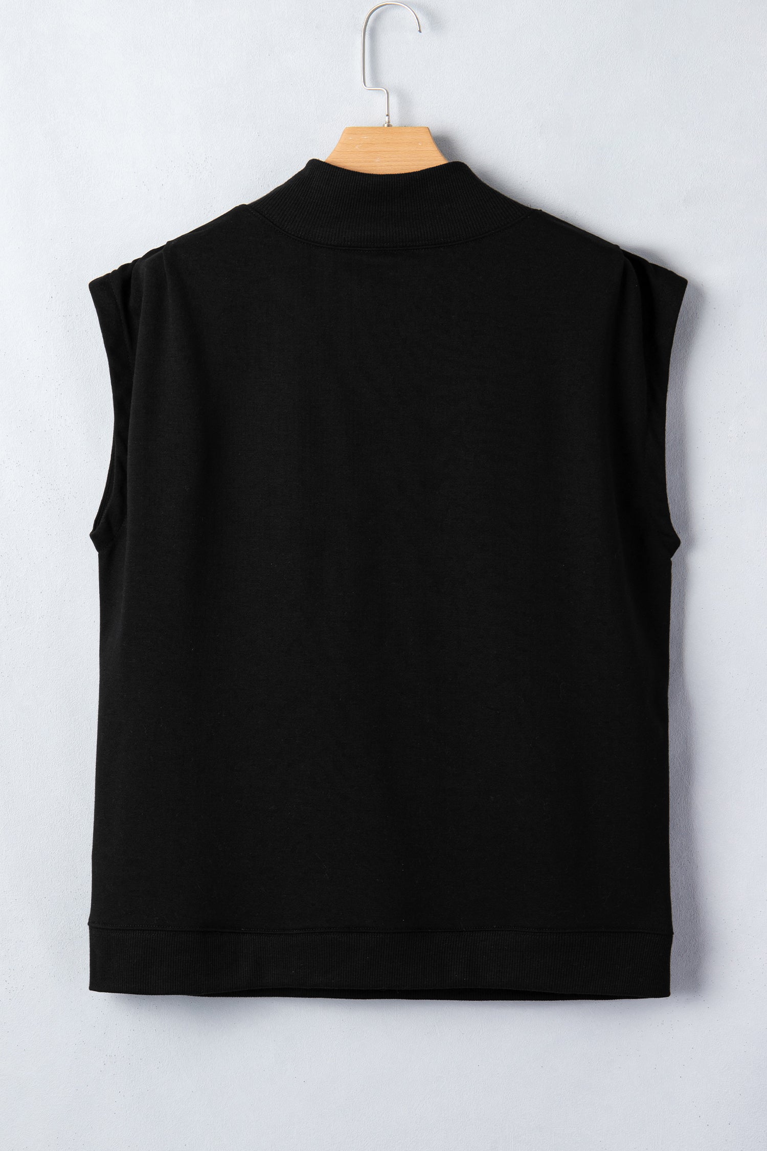 Myosotis Solid Color High Neck Cap Sleeve Loose Top